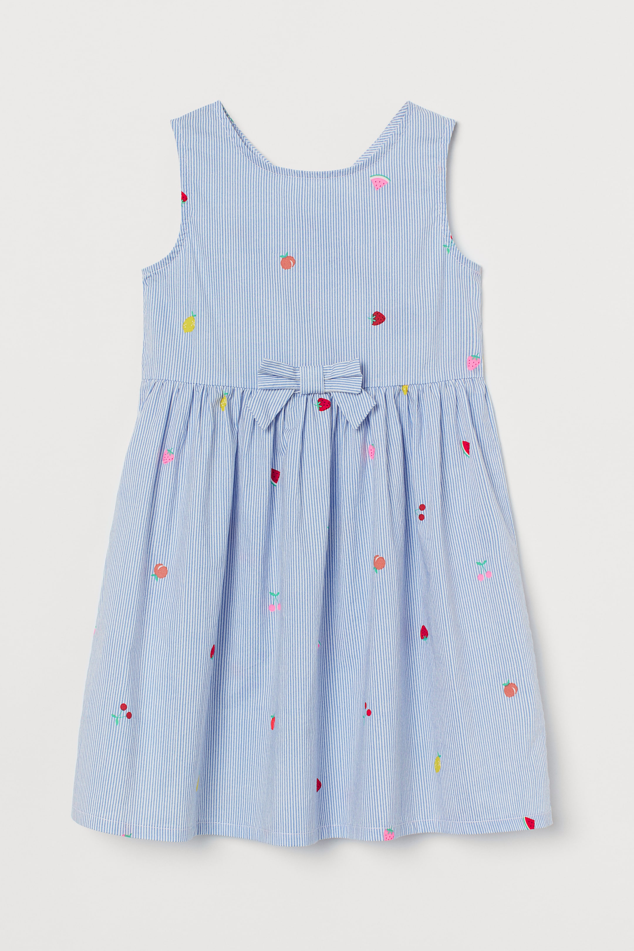 Cotton dress - Round neck - Sleeveless - Light blue/Striped - Kids | H&M GB