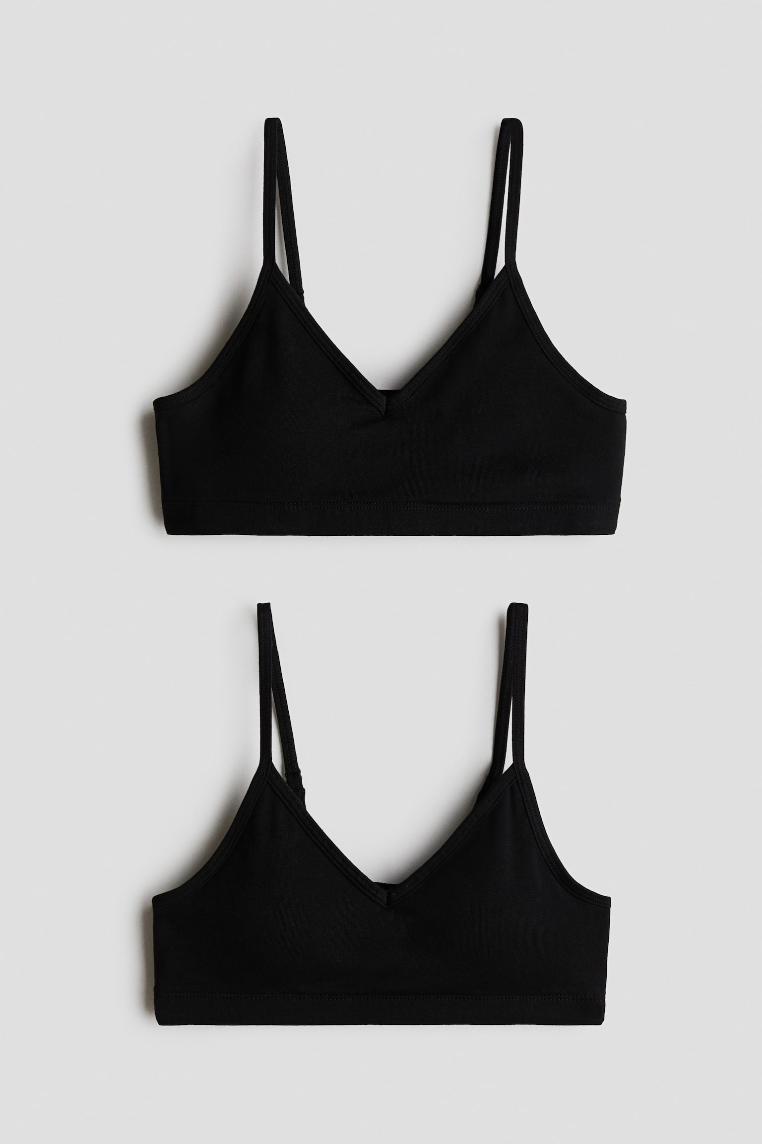 2-pack padded crop tops - Black/Light pink/Light grey marl/White/Black/White