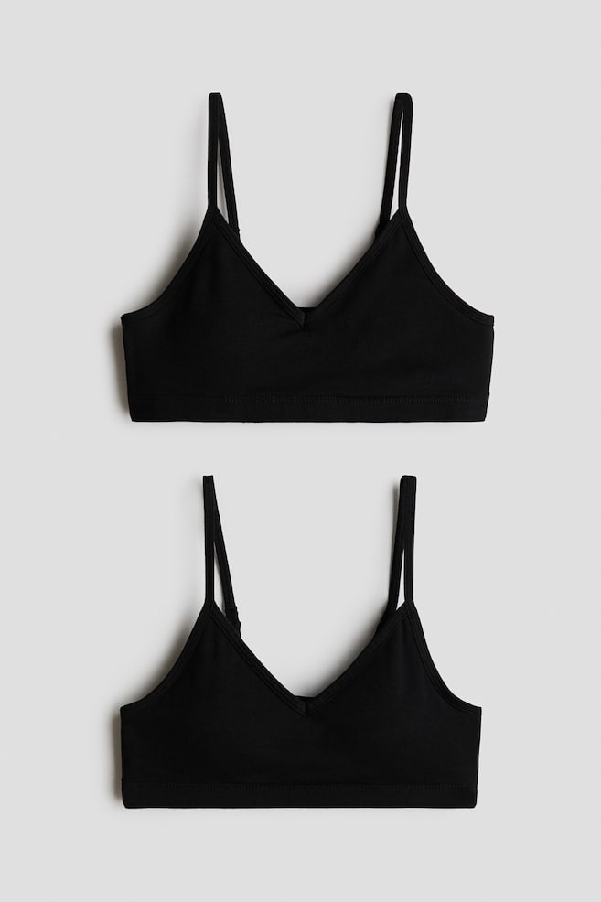 2-Pack Padded Short Tops - Black/Black/white/Light pink/light gray melange/White - 1