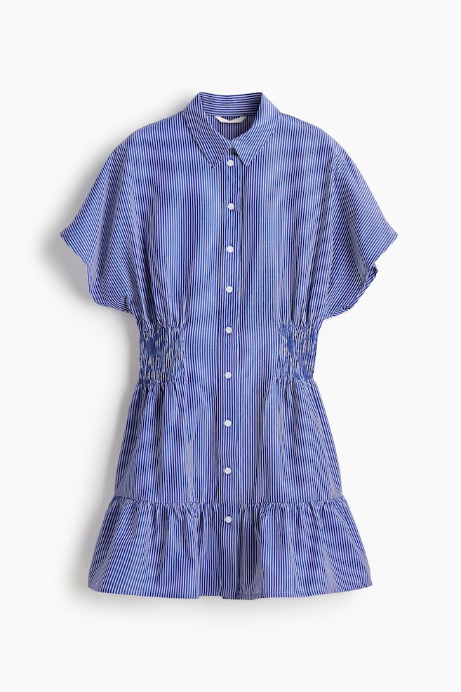 Smocked-waist shirt dress - Blue/Striped - 1