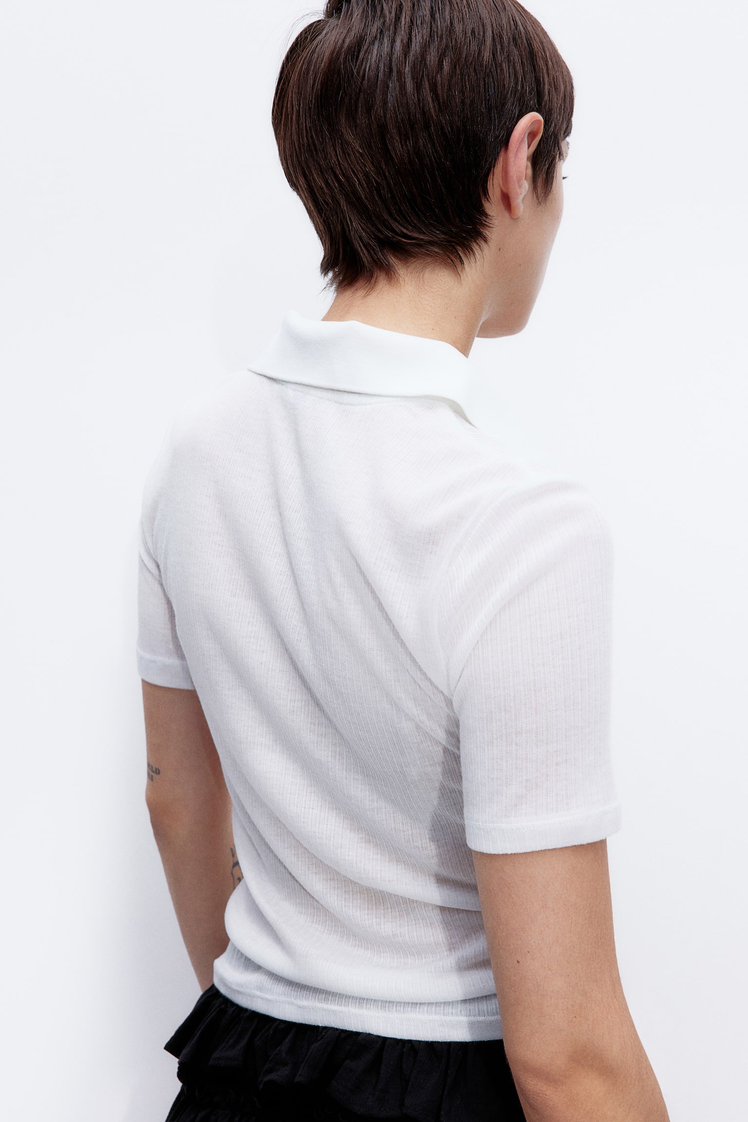 Ribbed polo shirt - White/Navy blue/Light blue/Black - 8