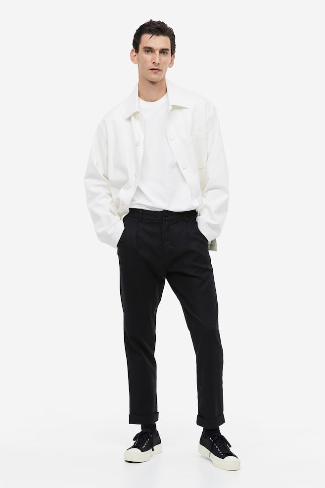 Pantaloni eleganti in twill Regular Fit - Nero/Beige - 2