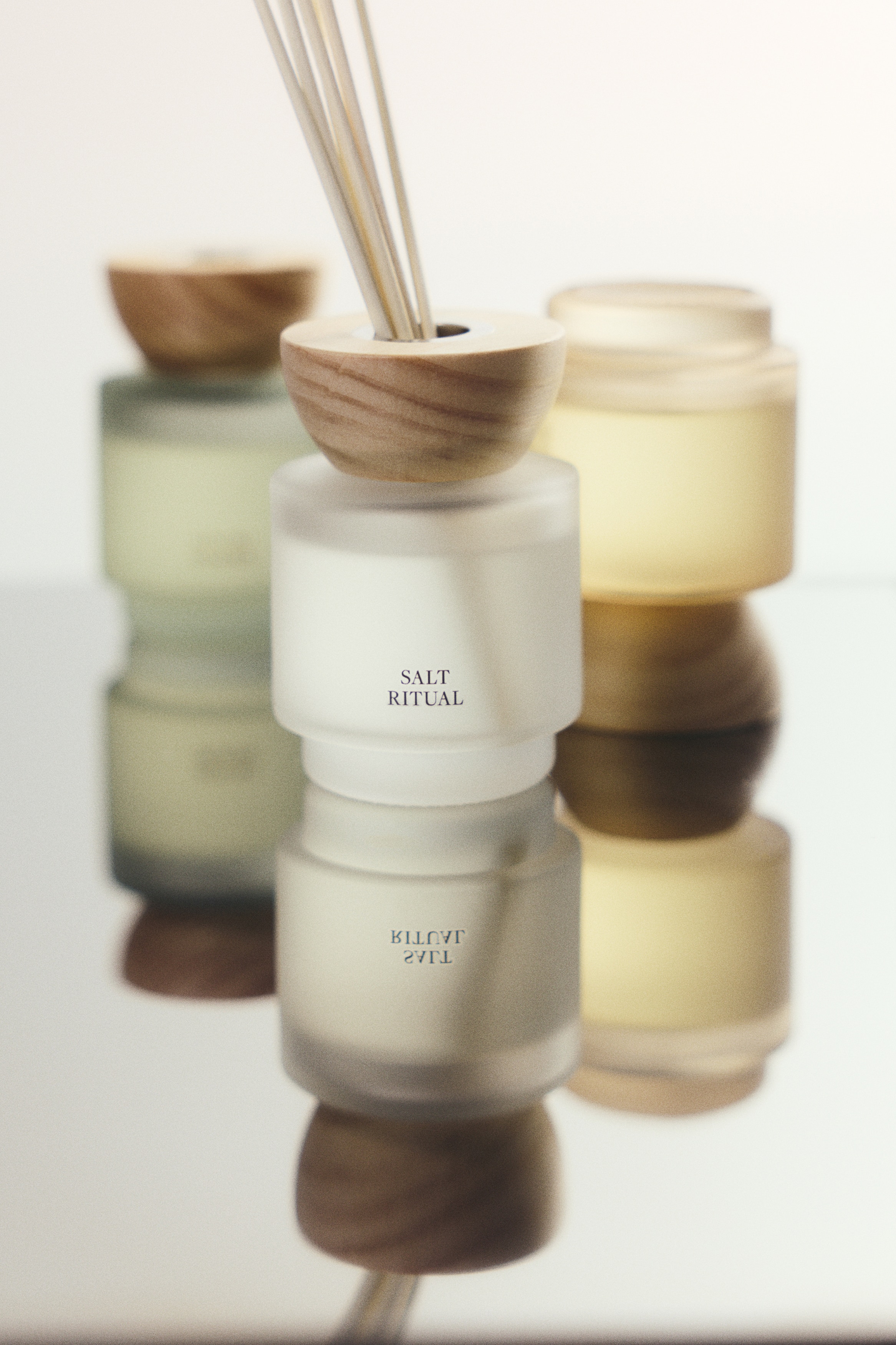 Ambientador mikado de vidrio esmerilado - Salt Ritual/Lavender Mist/Hinoki Woods/Patchouli Field