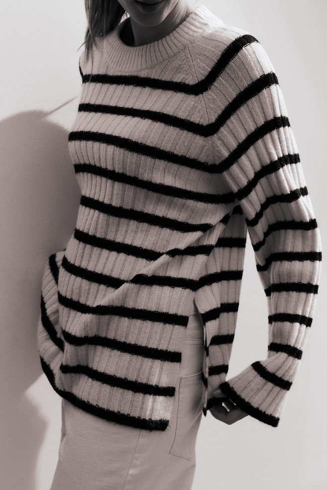 MAMA Rib-knit jumper - Cream/Black striped - 6