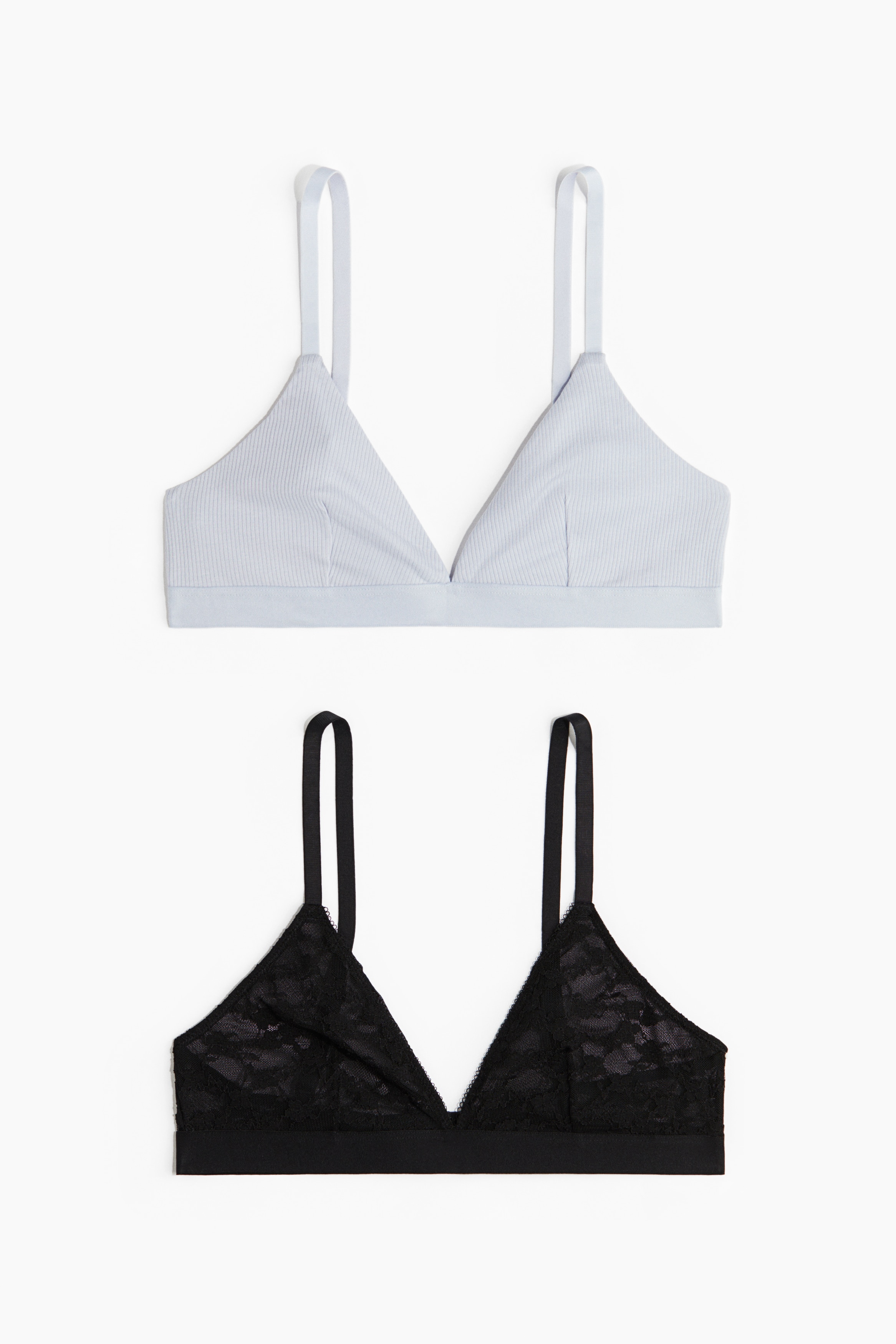 Miękki biustonosz 2-pak - Czarny/Jasnoniebieski/Czarny/Czarny