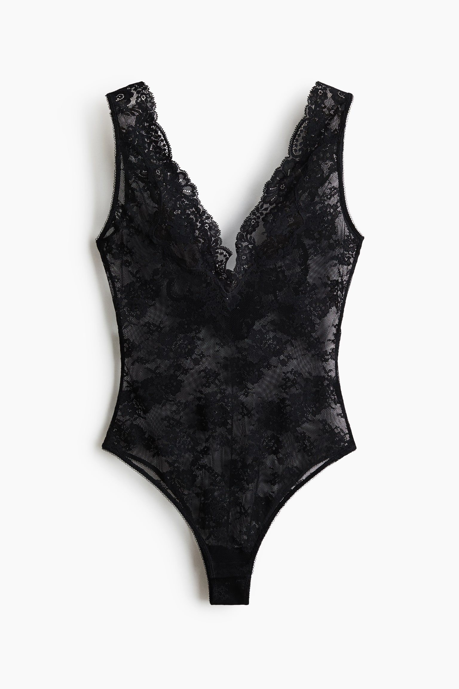 V-ringad body i spets - Svart/Blekbeige/Svart/Crèmevit - 1