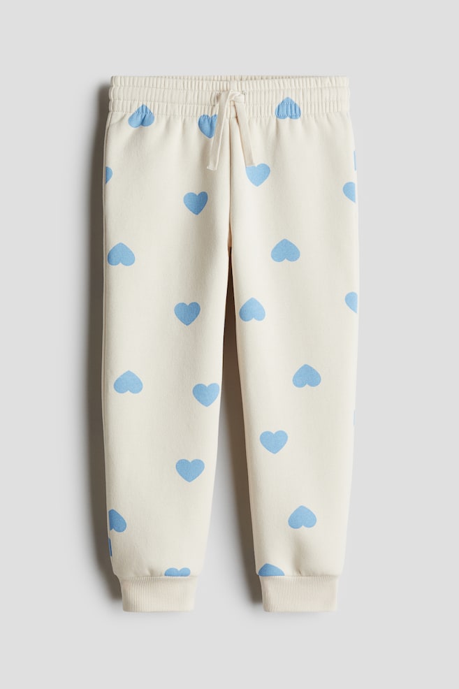 Pantaloni tip jogging flaușați - Crem/inimi/Gri-închis/inimi/Roz/inimi/Roz-pudrat/Bej-deschis/Alb/inimi - 1