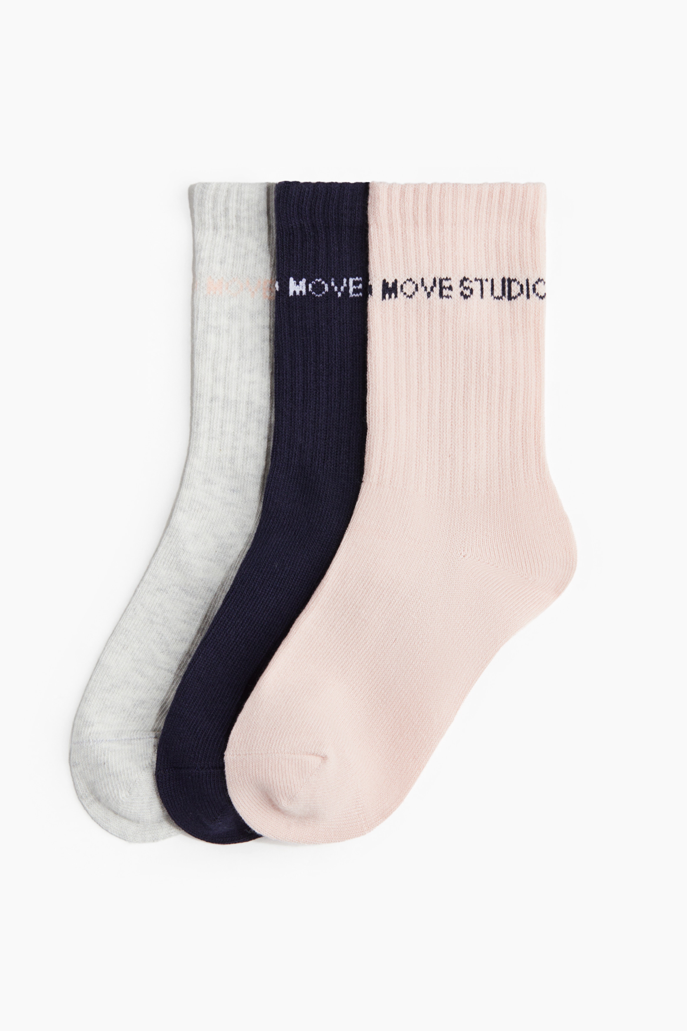 H&M Move - Femme - Rose tendre/bleu marine Lot de 3 paires de chaussettes de sport DryMove™ - Size: 36/38