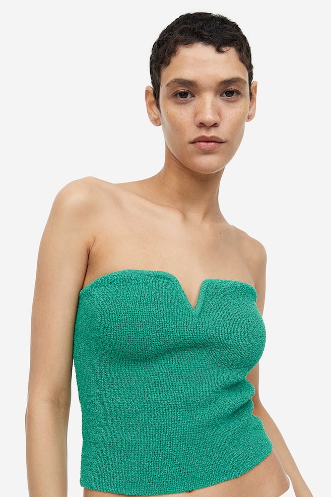 Textured-knit tube top - Green/Black/Red - 3