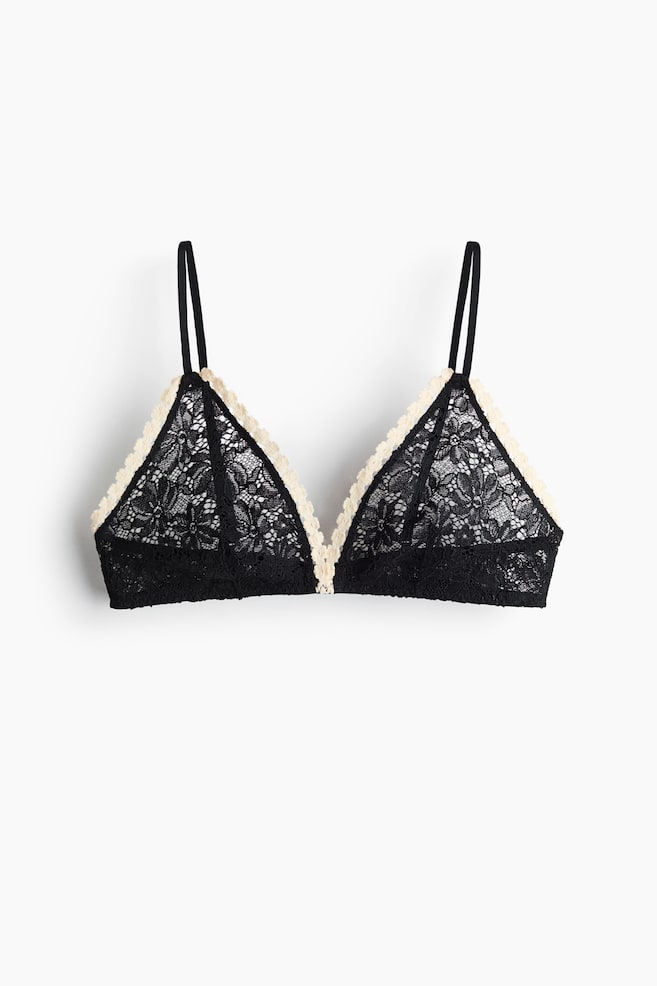 Soft lace bra - Black/Cream - 1