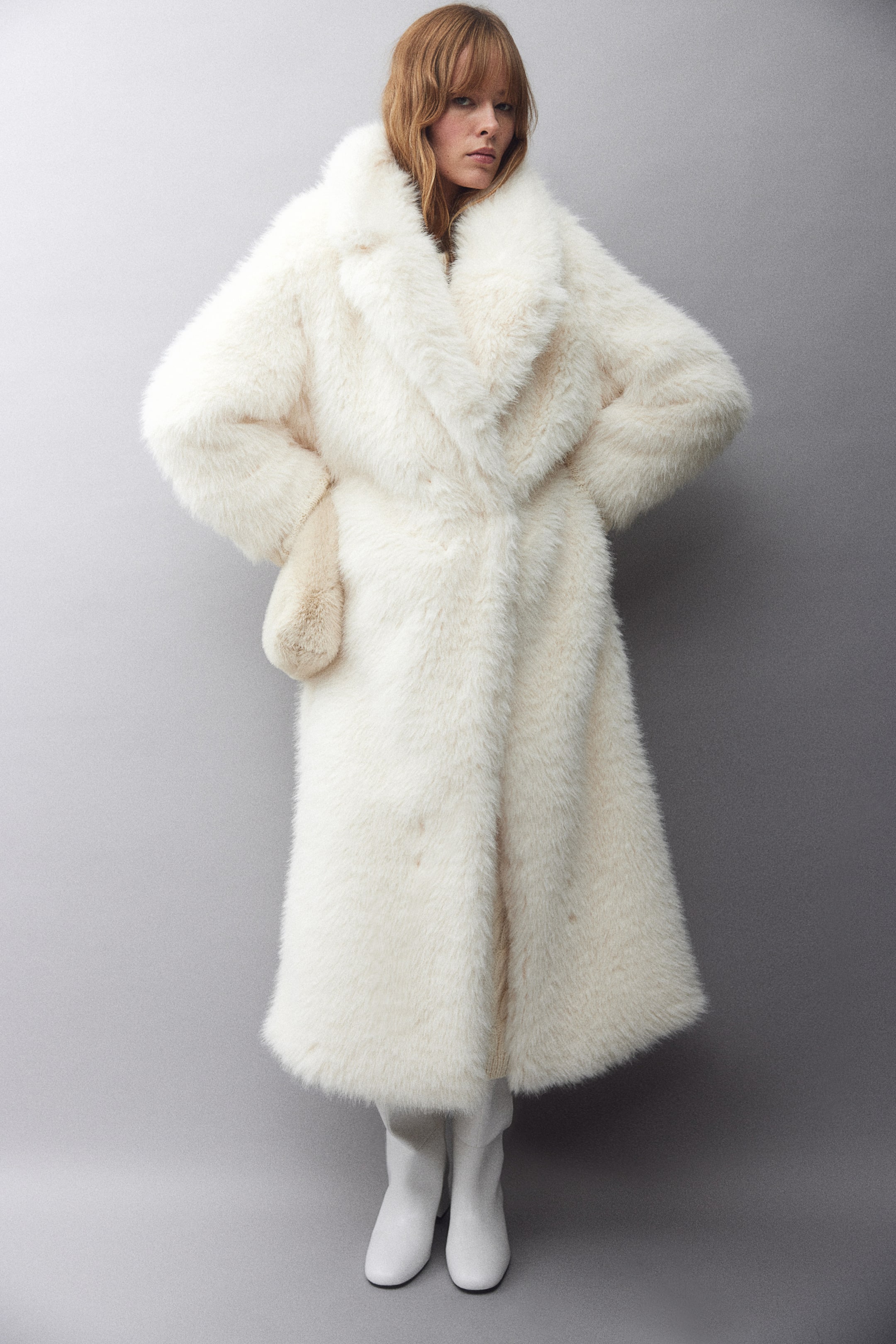 Fluffy Maxi Coat - Cream - Ladies | H&M US