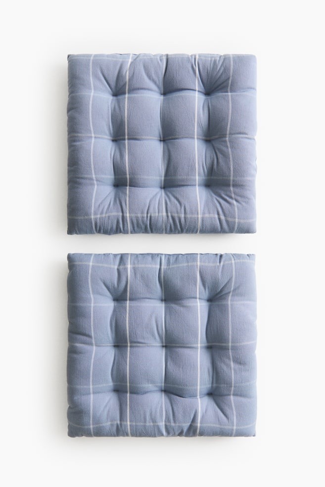 Set van 2 stoelkussens van linnenmix met dessin - Dusty blauw/geruit/Dusty taupe/geruit/Wit/geruit - 1