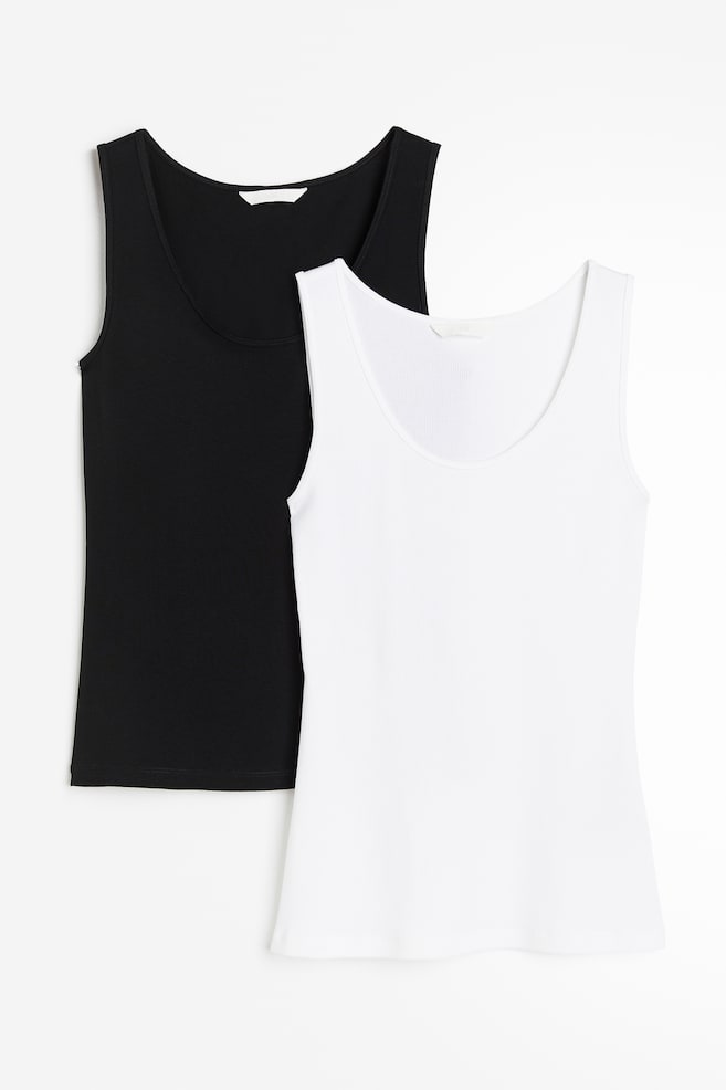2-pack vest tops - White/Black/Light grey marl/Dark grey - 1