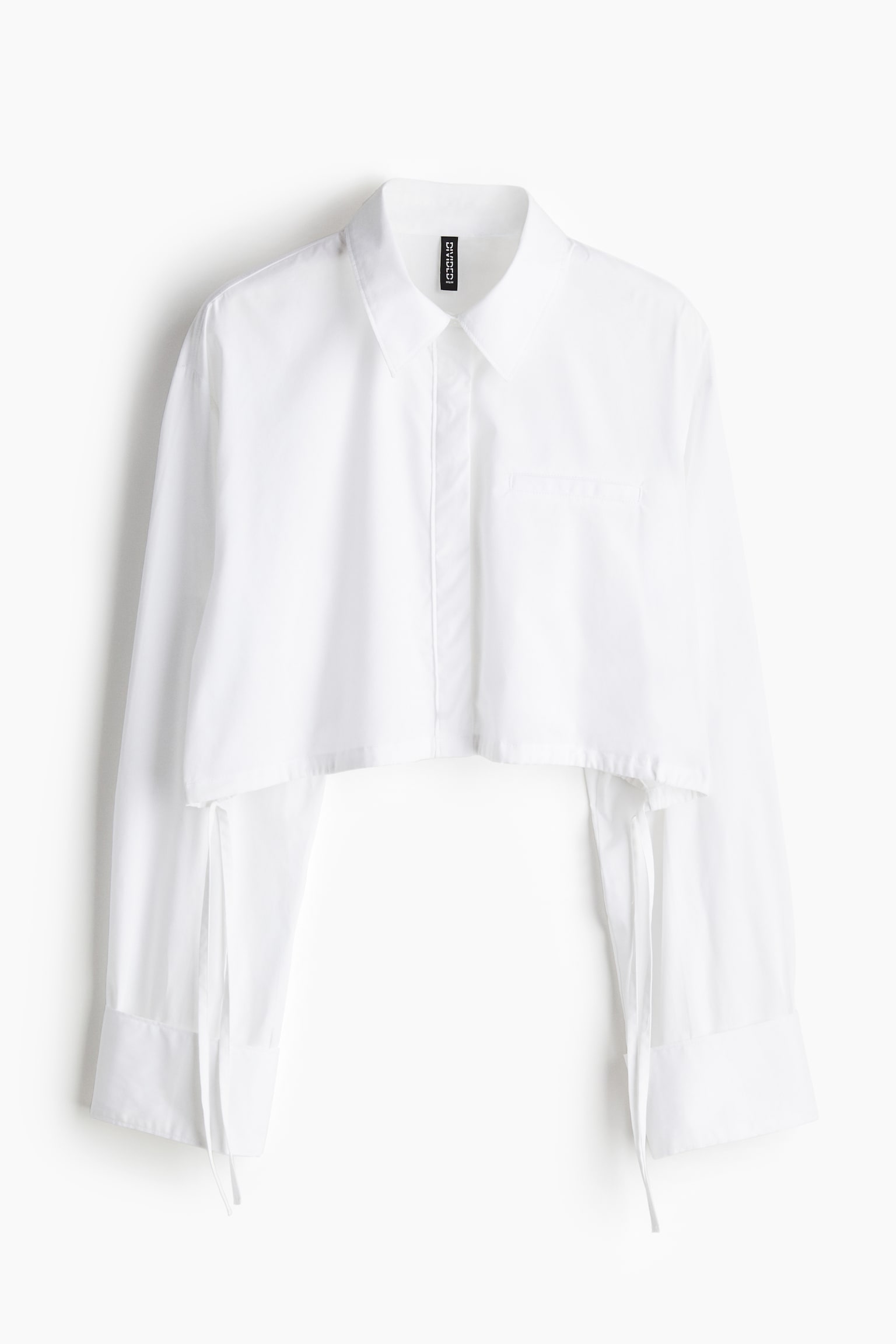 Cropped drawstring-detail shirt - White/Black - 2