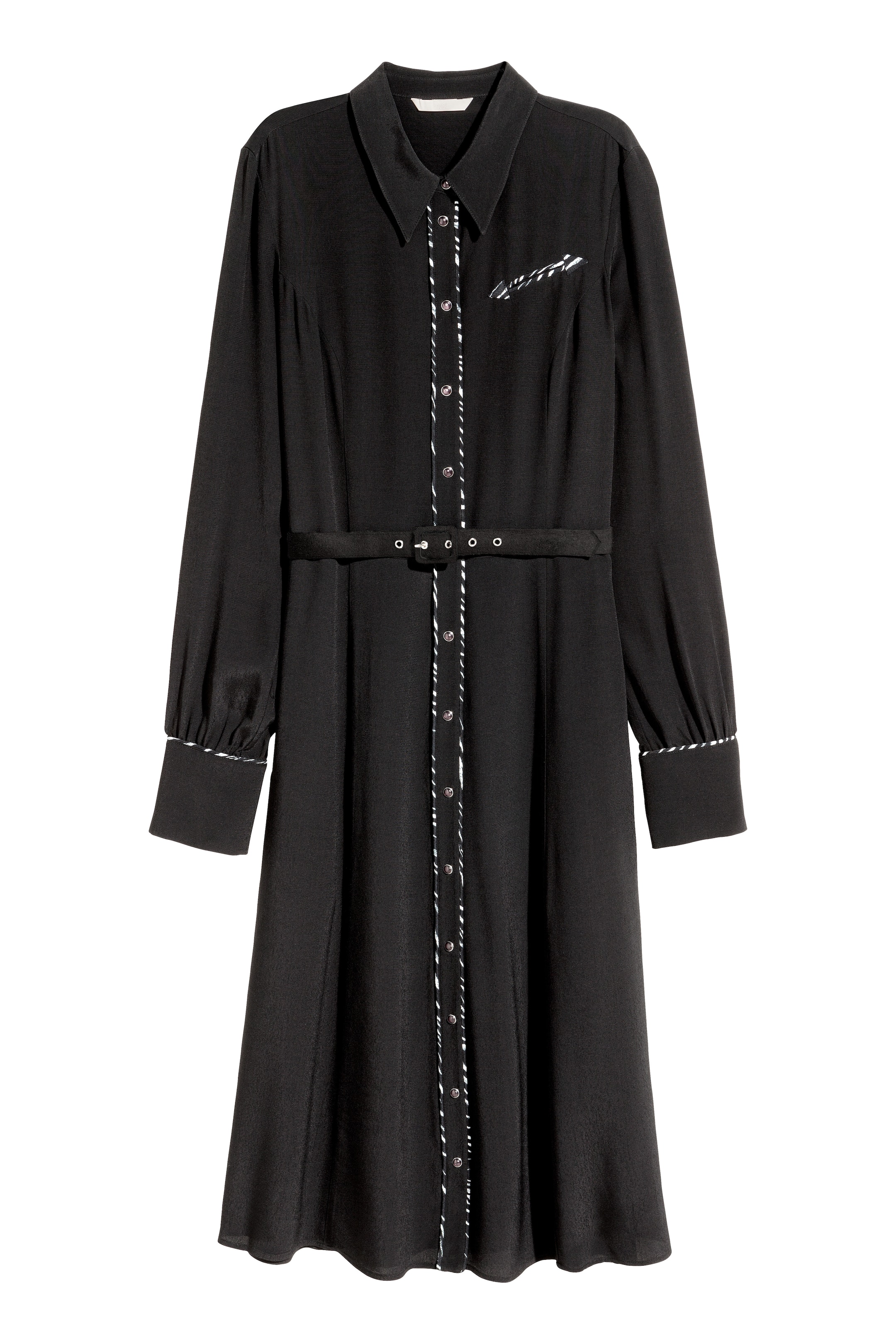 View larger image: Shirt dress with a belt - Black - Ladies | H&M GB 1