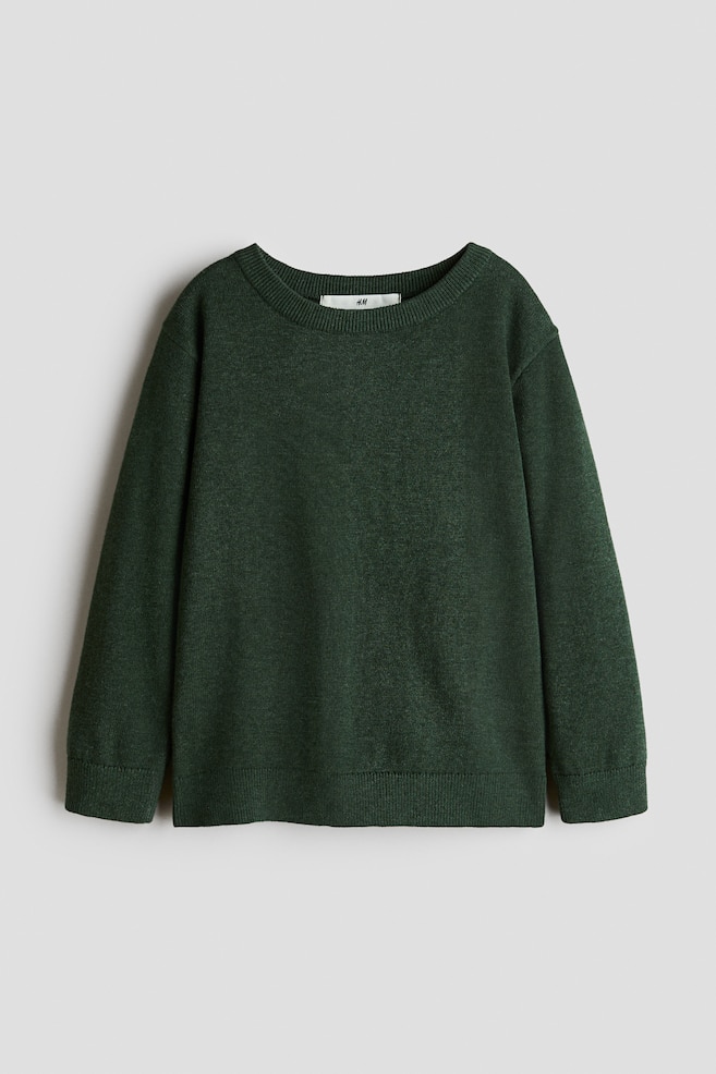 Cotton Sweater - Dark green melange/Red/Dark grey marl/Cream/striped/Dark gray melange/color block - 1