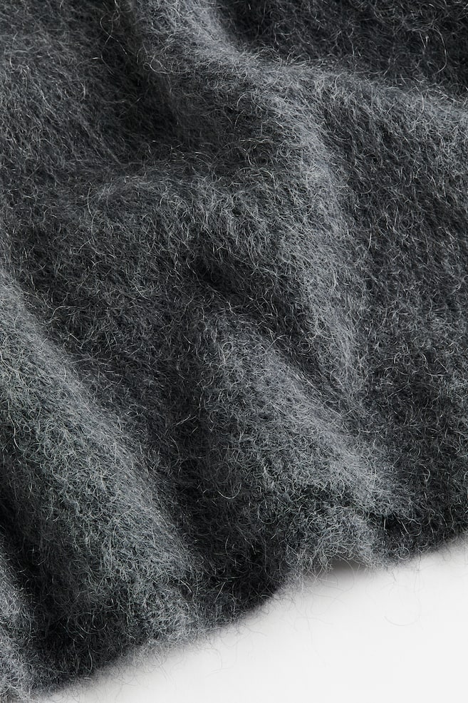 Oversized mohair-blend jumper - Dark grey/Cream - 5