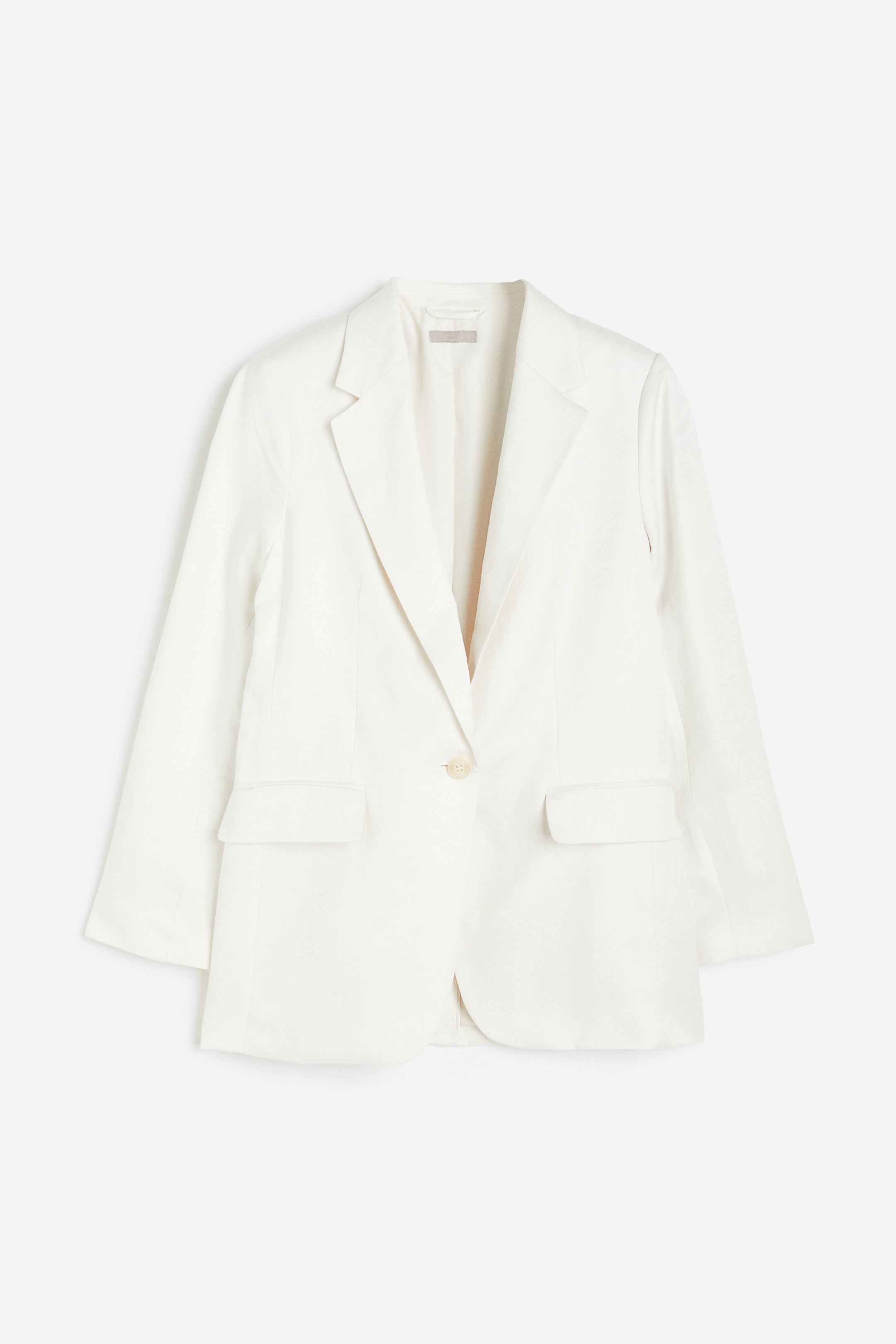 Linen-blend blazer - Long sleeve - Regular length - White - Ladies | H&M GB