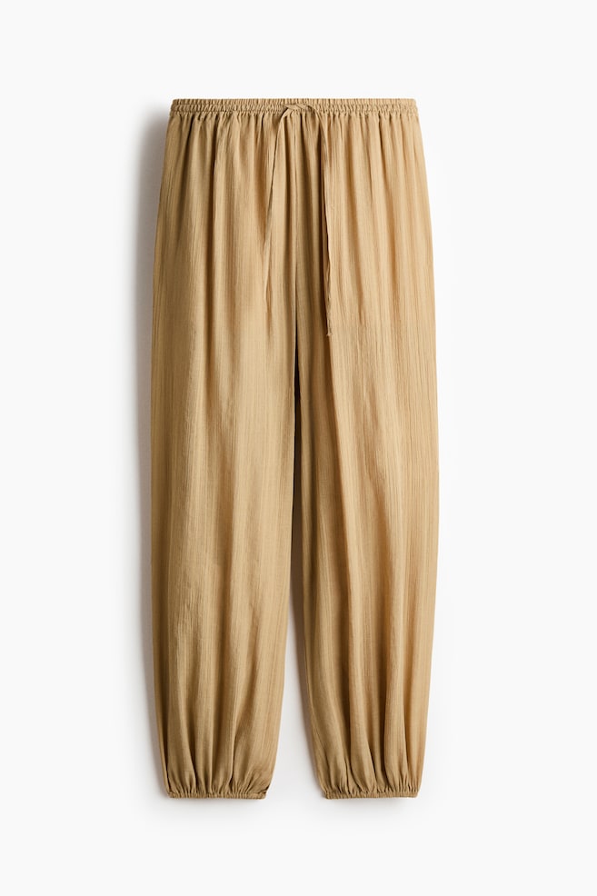 Crinkled Balloon-Leg Pants - Beige/Dark gray - 1