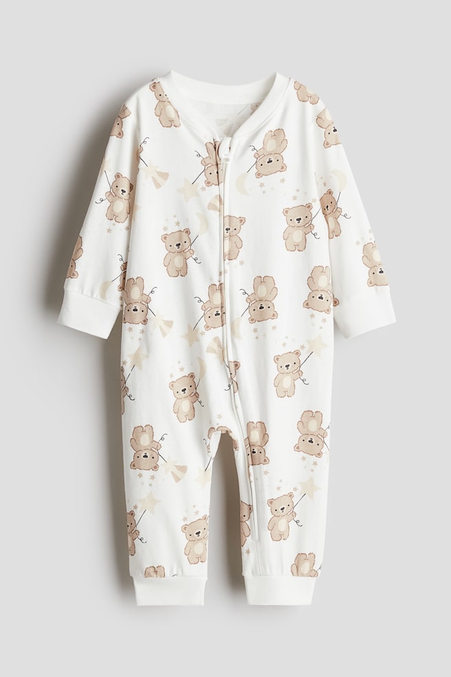 Patterned sleepsuit - White/Bears/White/Cherries/White/Floral/White/Bunnies/Light pink/Cherries/Cream/Hot air balloons/Dark grey/Animals/Cream/Dinosaurs/White/Bears/Light beige/Leopard print - 1