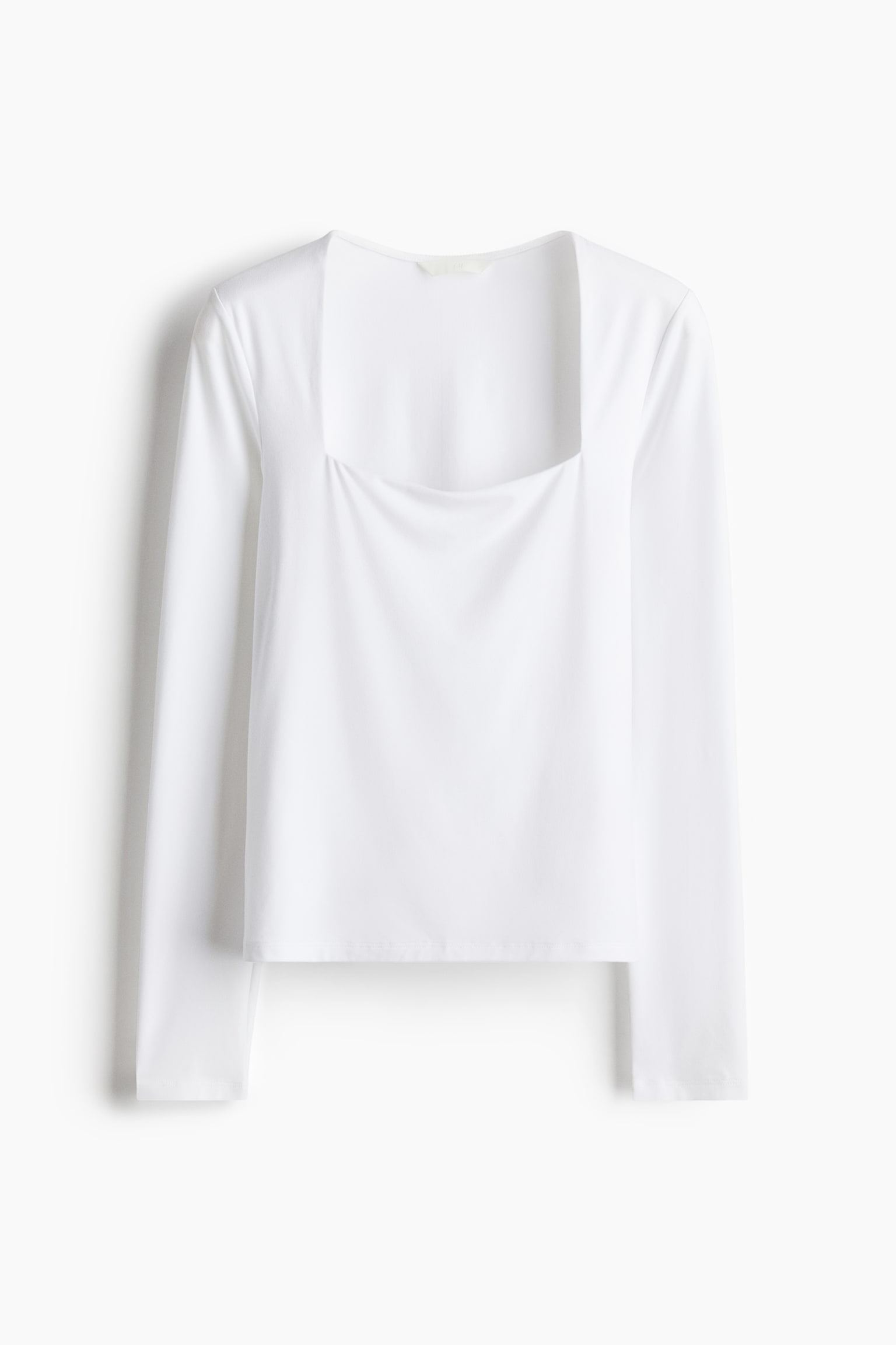 Женский топ H&M Long-sleeved Jersey Top, цвет: Белый — фото 1