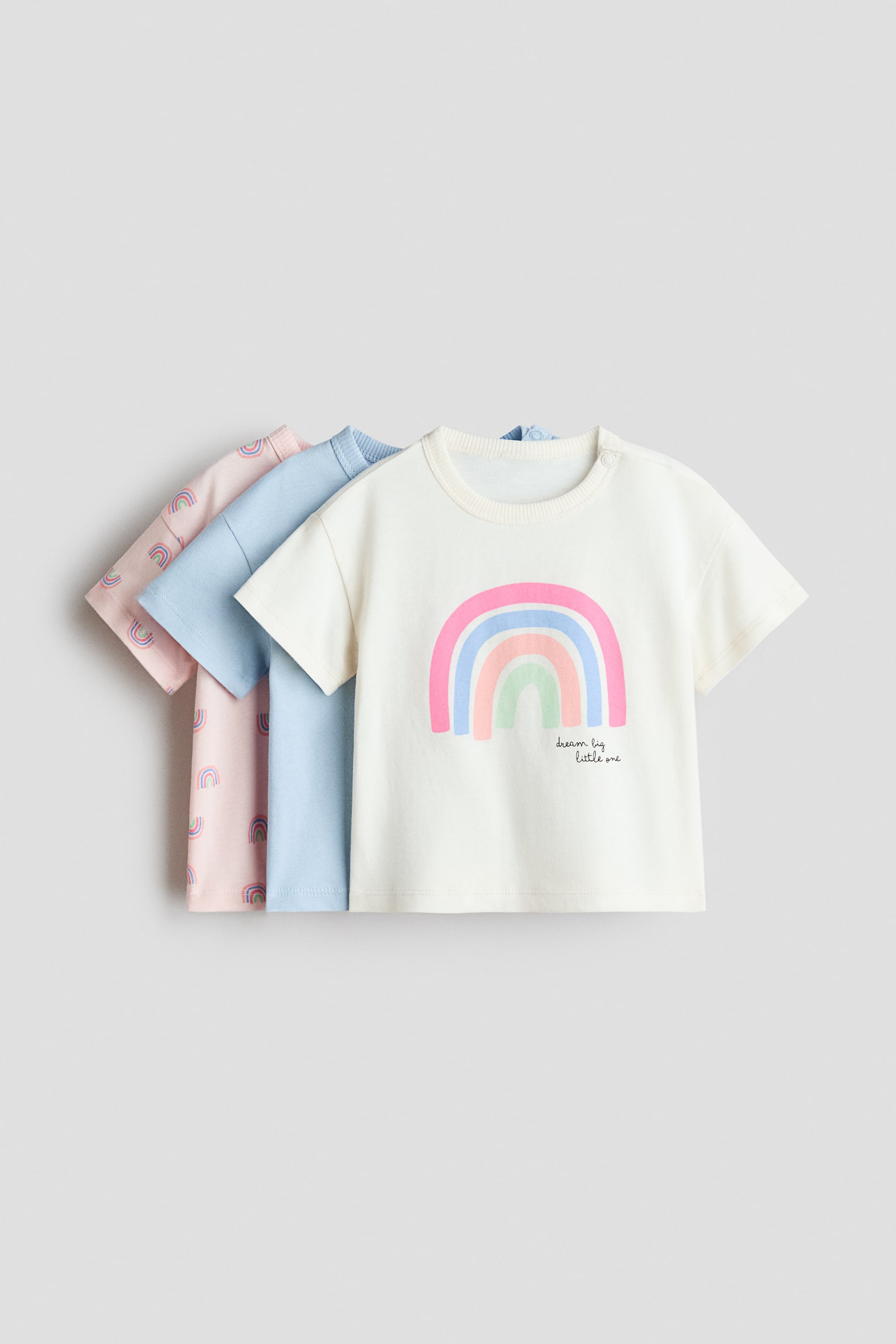 3-pack cotton T-shirts - Light pink/Rainbows/White/Cherry cute