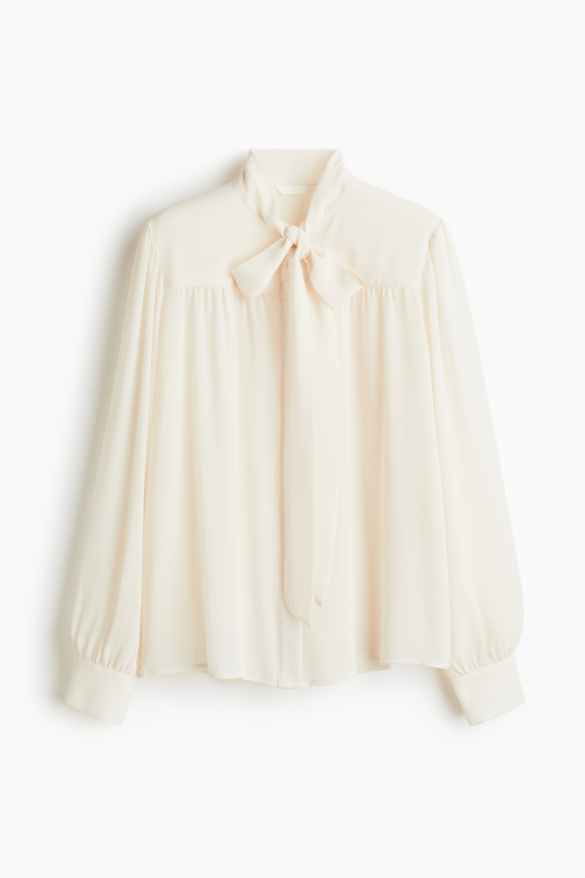 Bow-Collar Chiffon Blouse - Cream