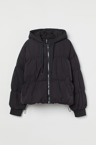 Boxy puffer jacket - Long sleeve - Regular length - Black - Ladies | H&M GB