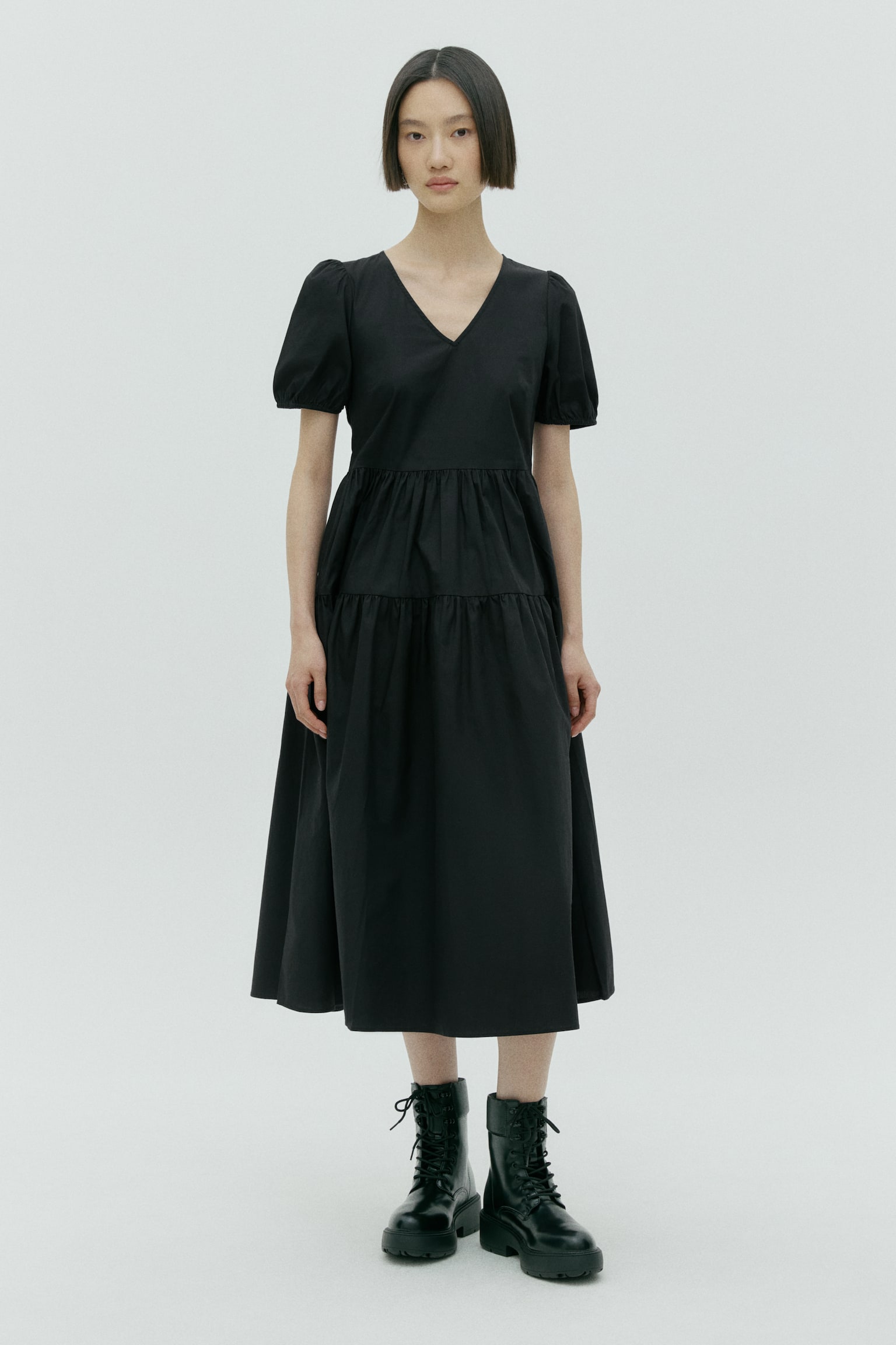 Váy cotton chia tầng - Black/Dusty blue/White/Floral - 3