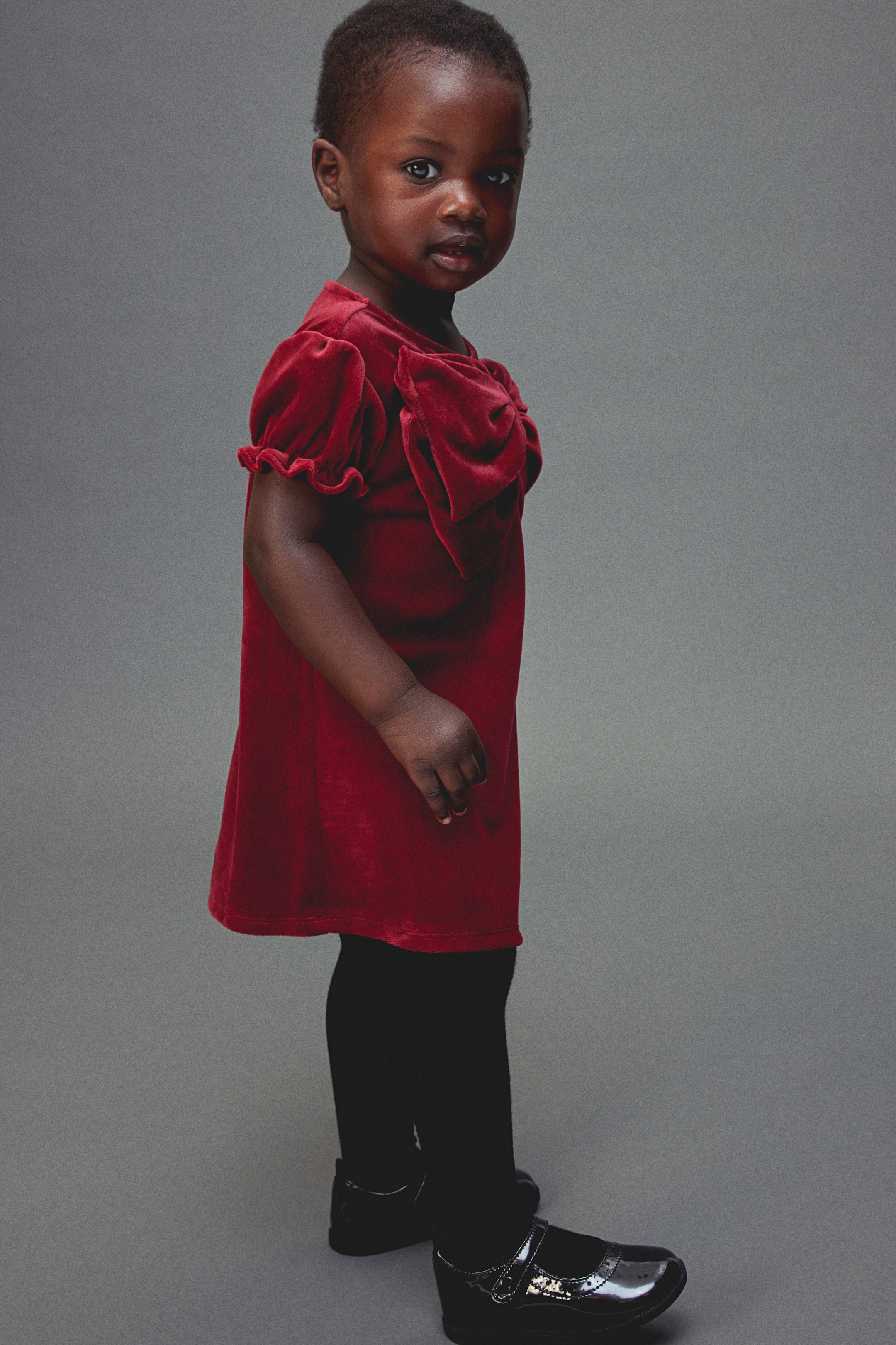 Bow-detail velour dress - Dark red - Kids | H&M GB 6