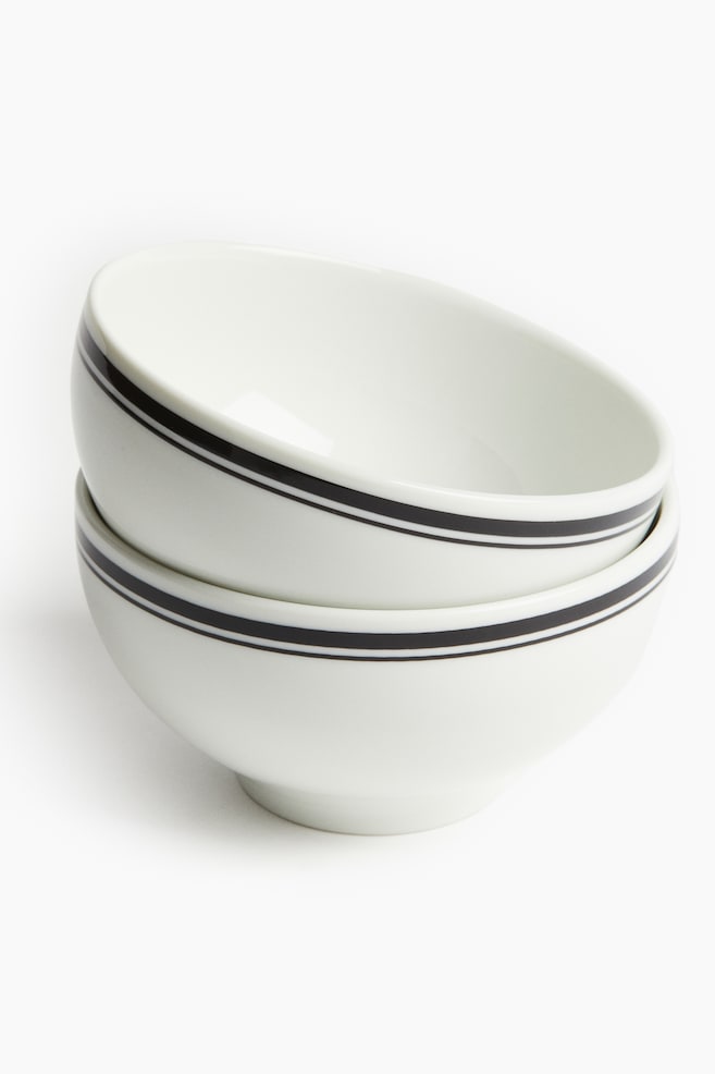 Pack de 2 tigelas pequenas em porcelana-Branco/Preto - 3