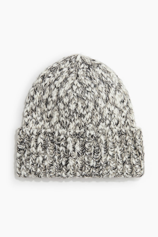 Chunky-knit beanie - White/Black marl - 1