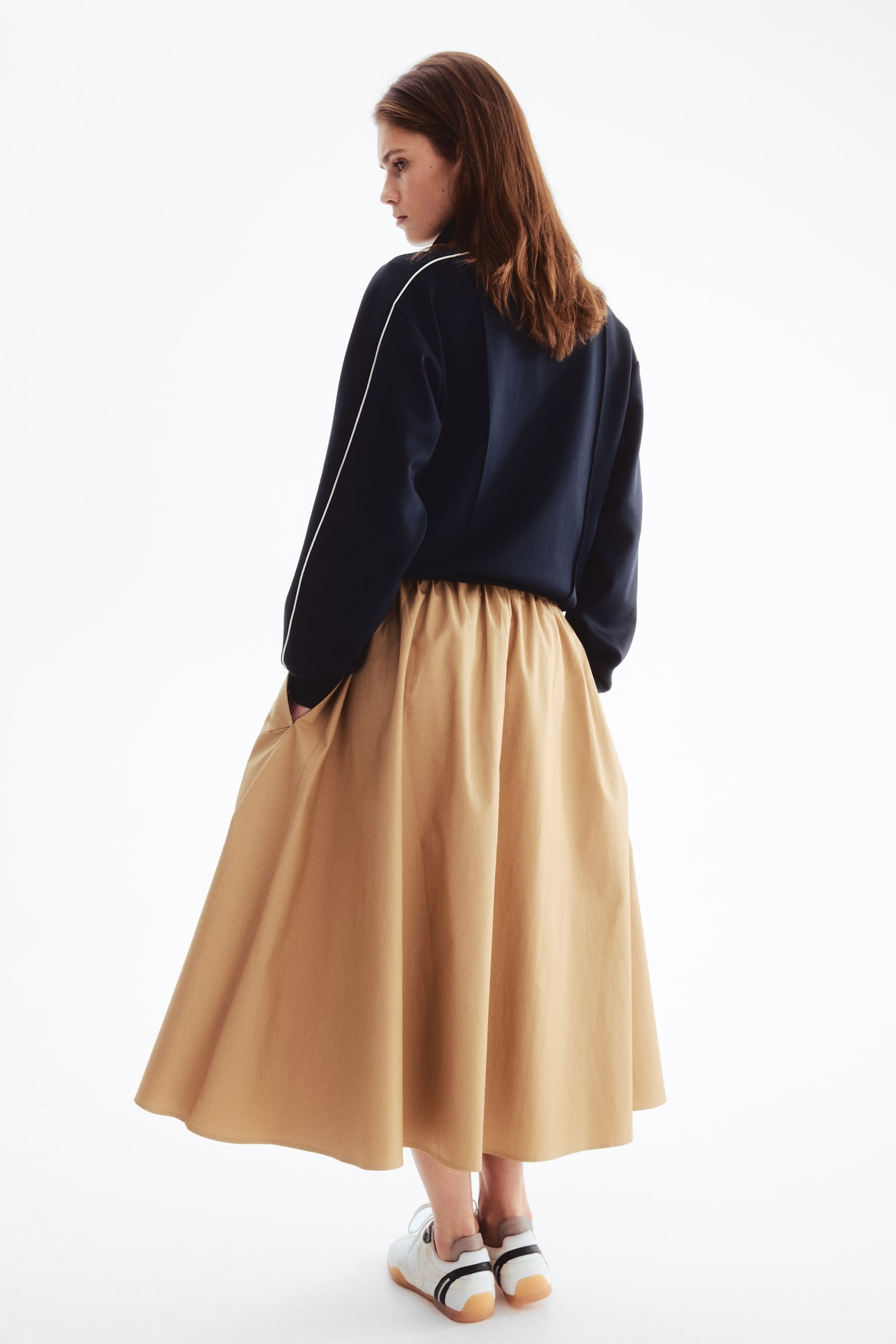 Circular cotton skirt - Dark beige - 6