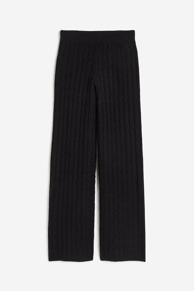 Cable-knit trousers - Black/Natural white/Greige - 2