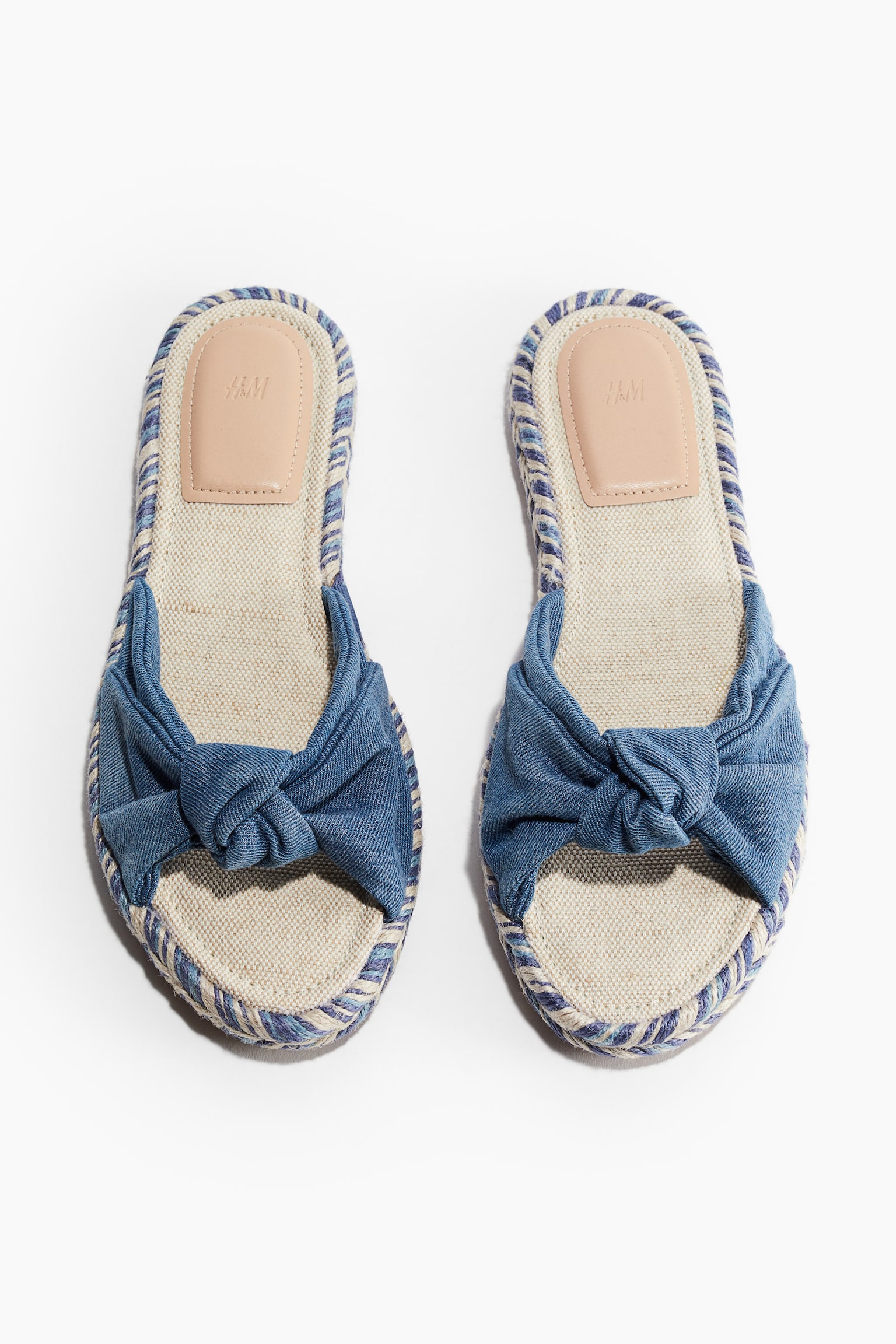 Knot-detail espadrille sandals - Denim blue/Black/Light beige - 3