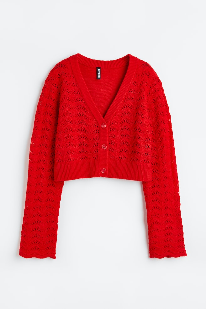Pointelle-knit cropped cardigan - 2