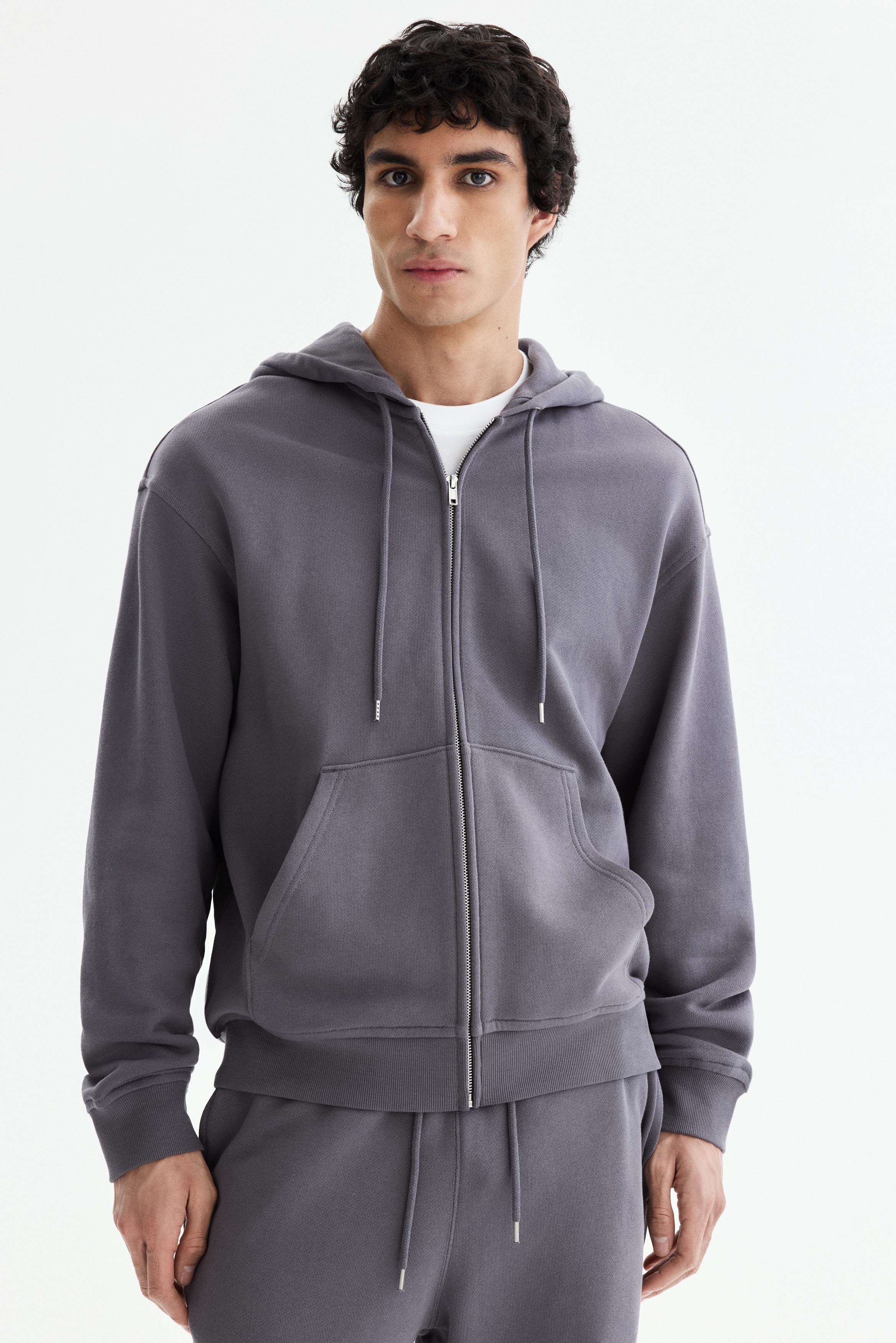 Relaxed-Fit Hooded Jacket - Dark gray/Black/Light gray melange