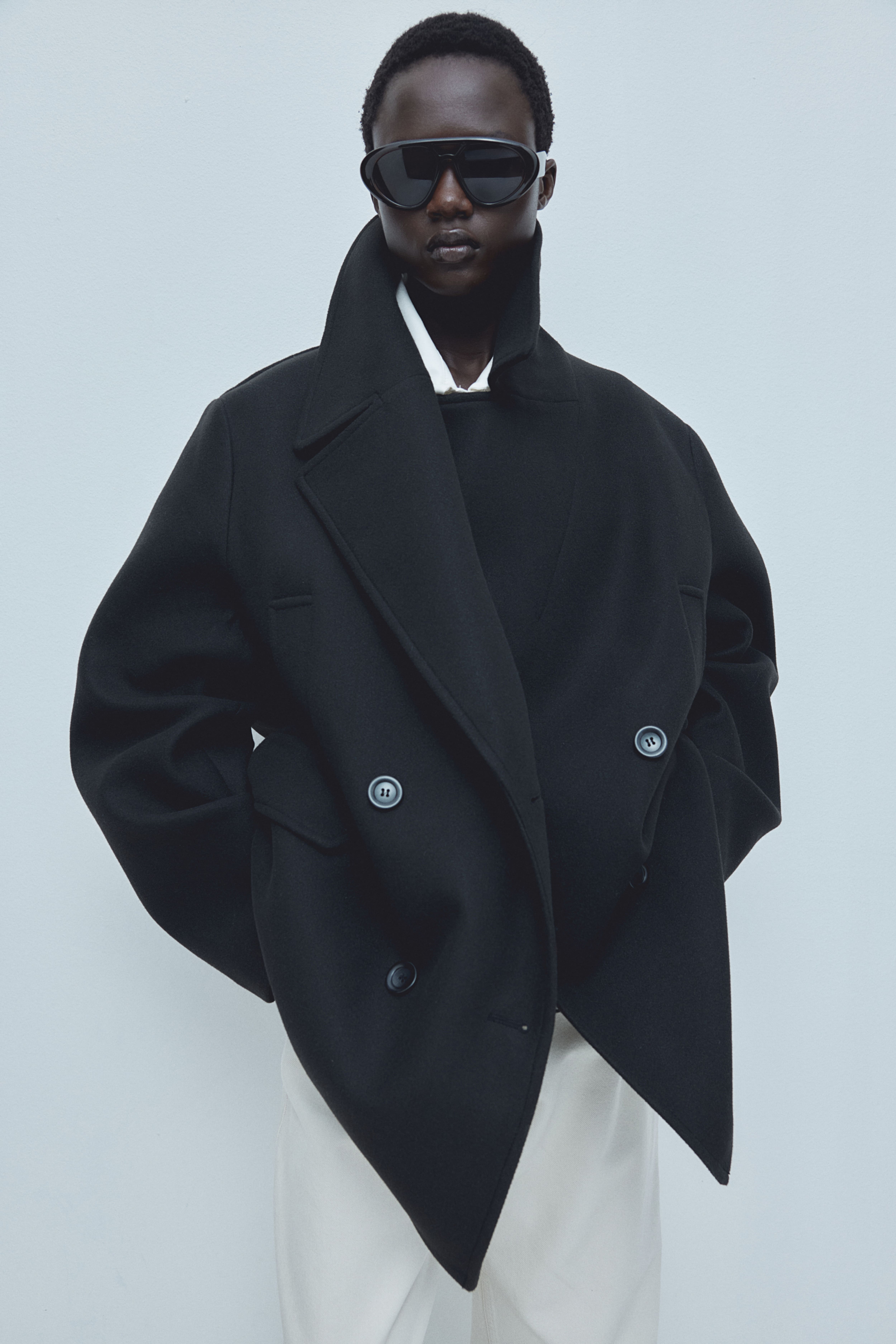 Gray long peacoat online