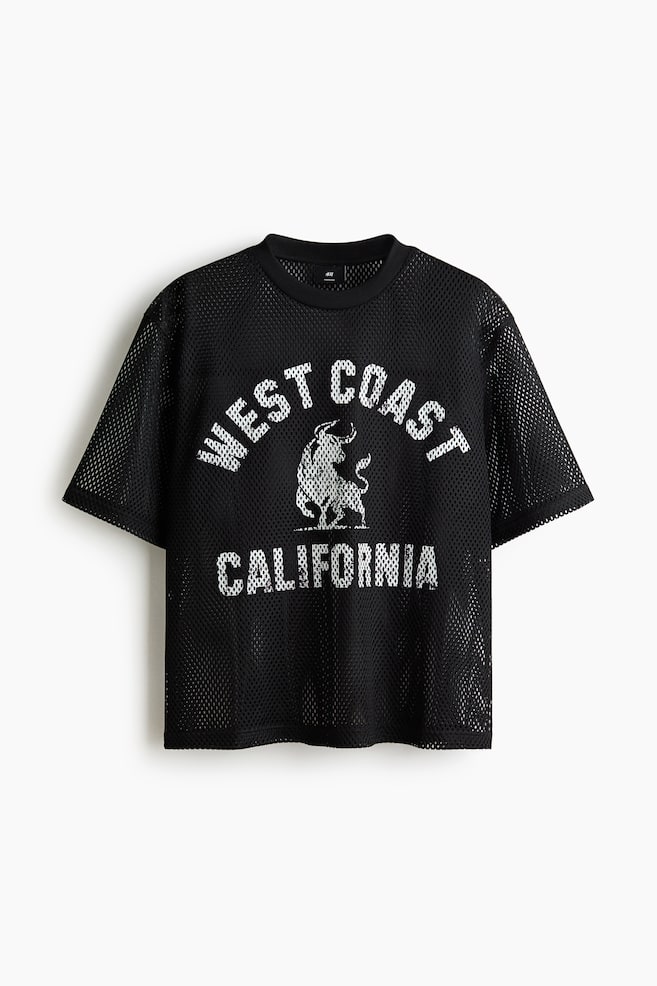 Oversized Fit Printed mesh t-shirt - Black/West Coast/Dark teal/22/Yellow/Los Angeles - 1