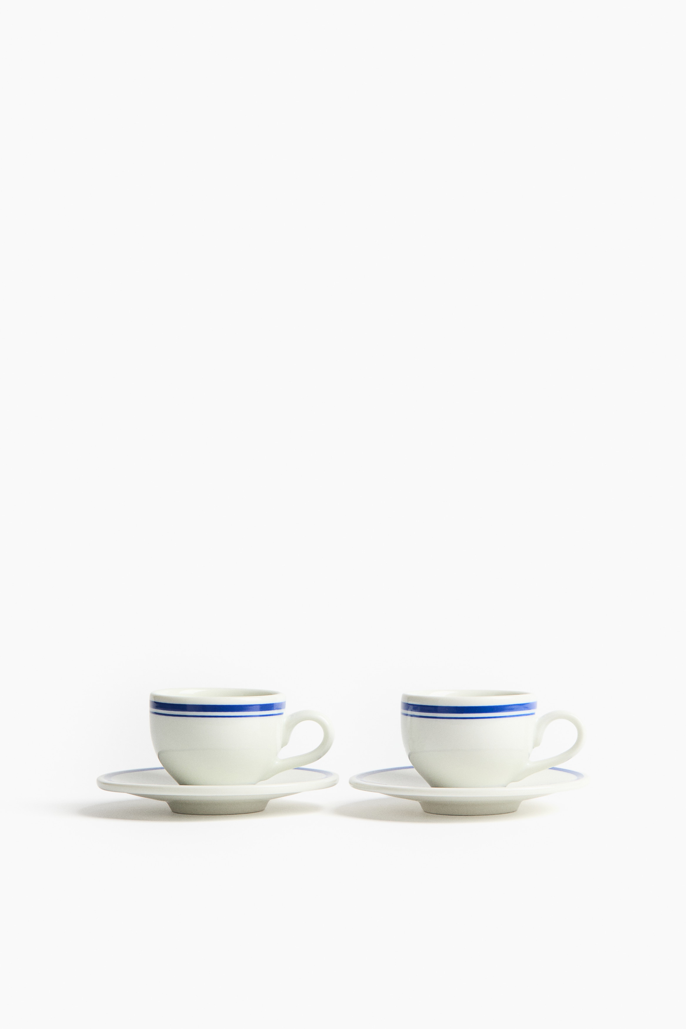 Lot de 2 tasses à expresso avec soucoupes - Blanc/bleu/Blanc/rouge/Blanc/noir