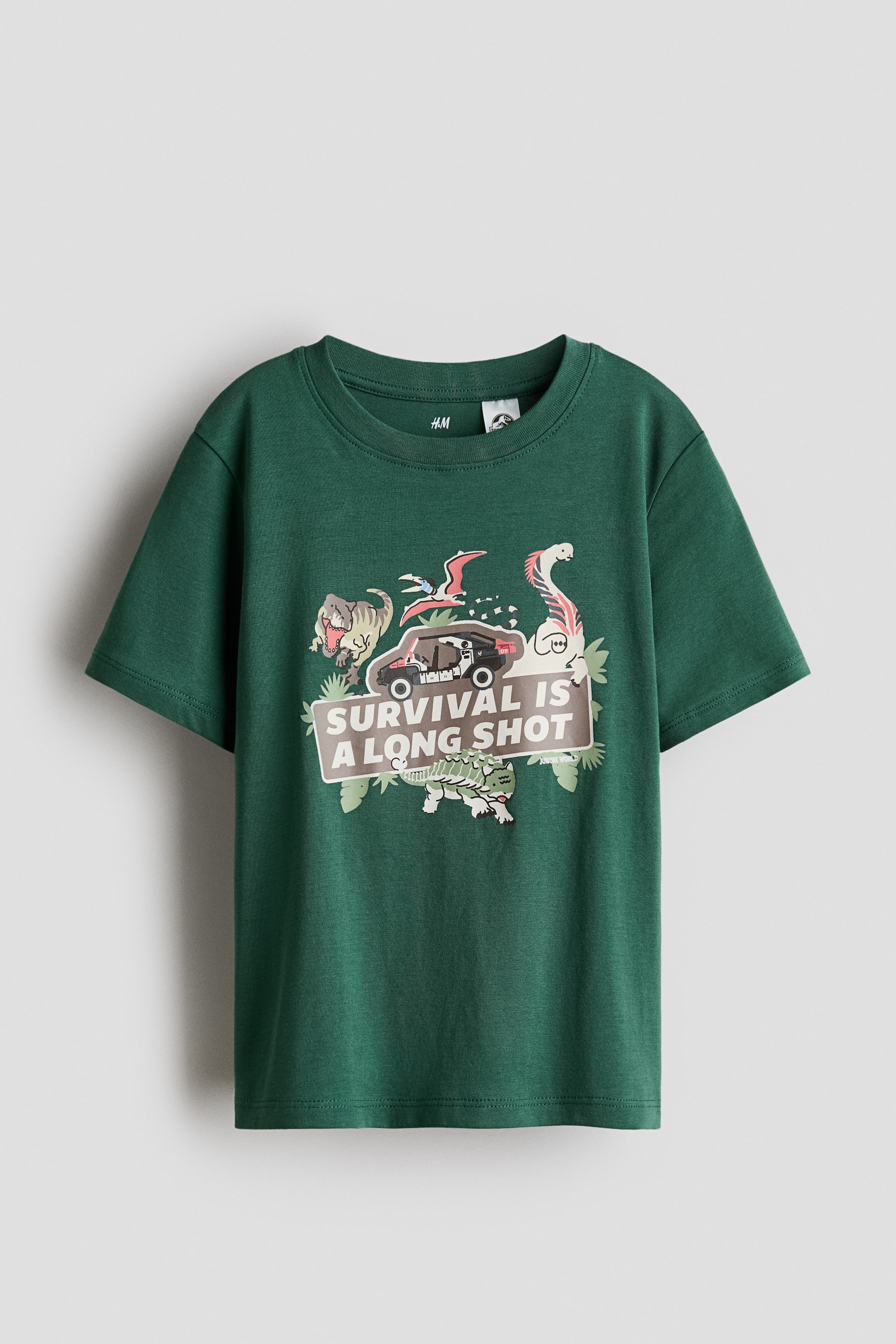 View larger image: Print-motif cotton T-shirt - Green/Jurassic World - Kids | H&M PH 5