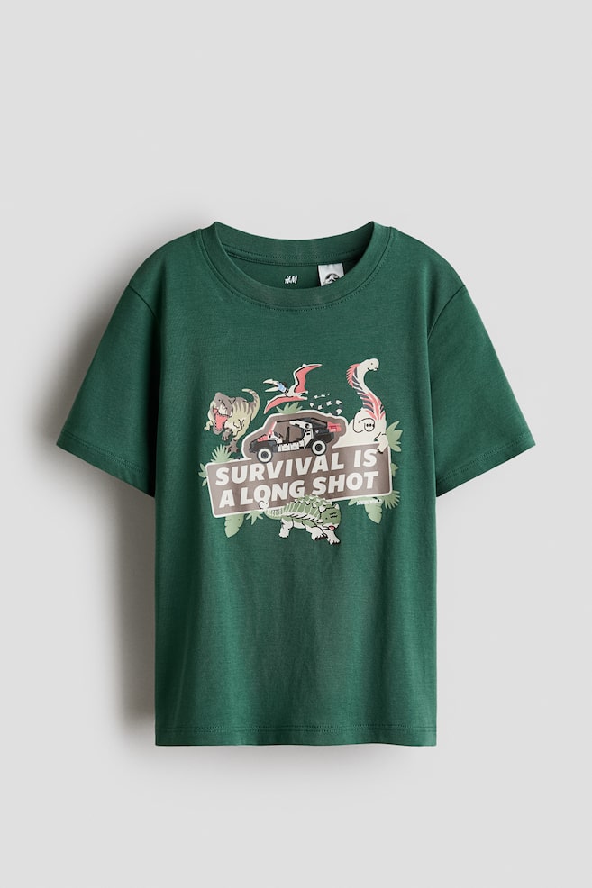 Print-motif cotton T-shirt - Green/Jurassic World/Navy blue/Jurassic World/White/Jurassic World - 1