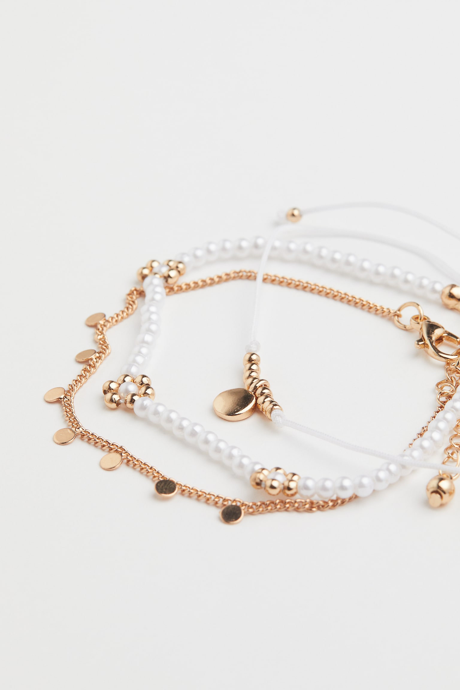 3-pack Bracelets - White/Gold colour - 2