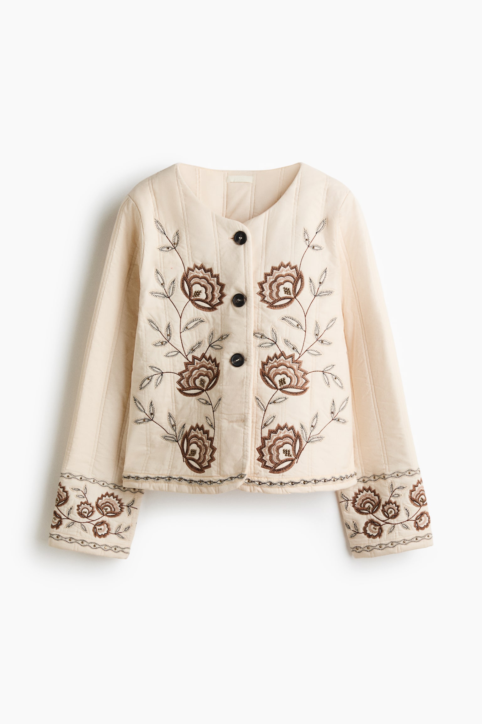 Quilted jacket - Világosbézs/virágos - 1