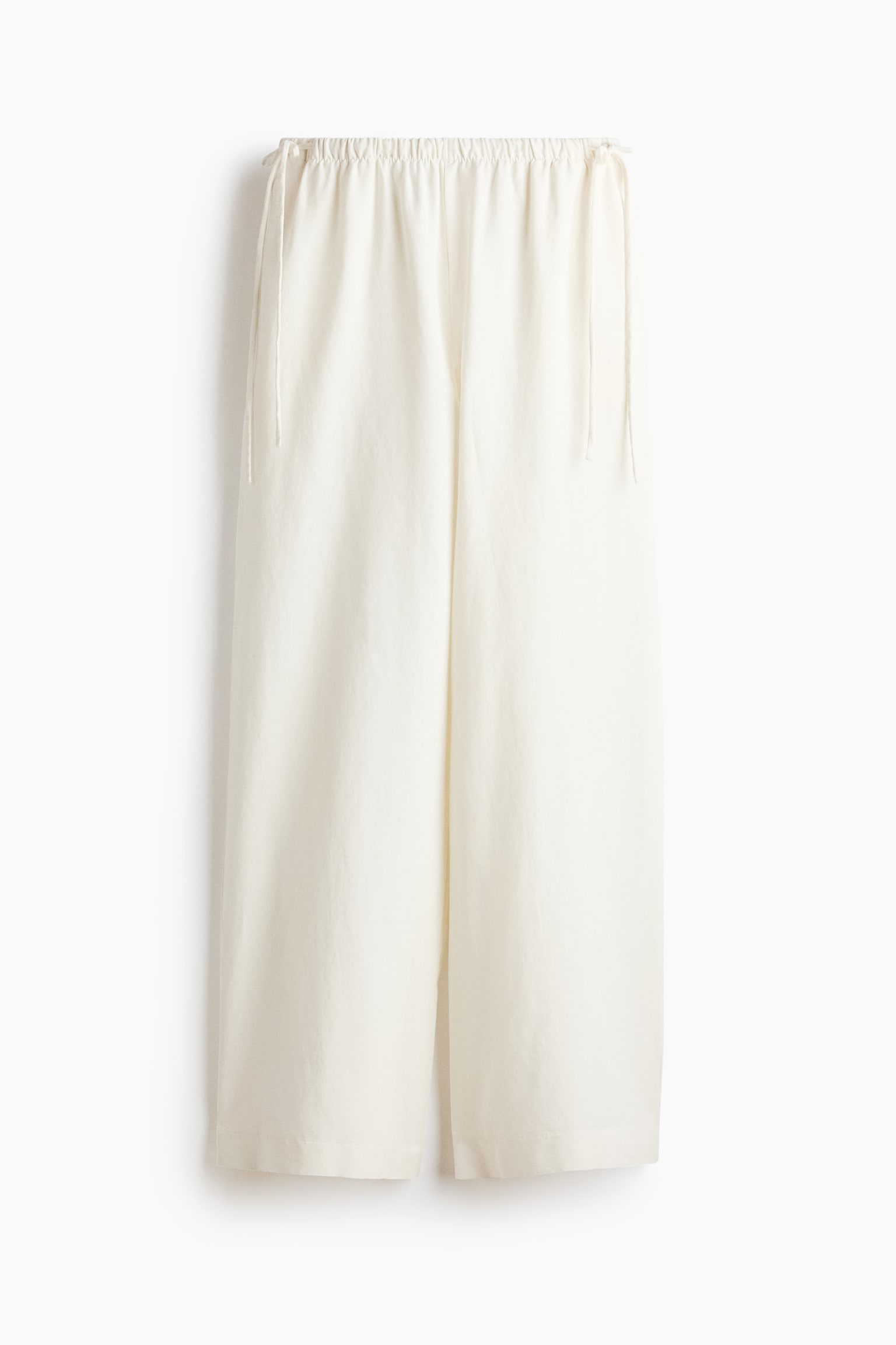Linen-blend drawstring trousers - Ivory - 2