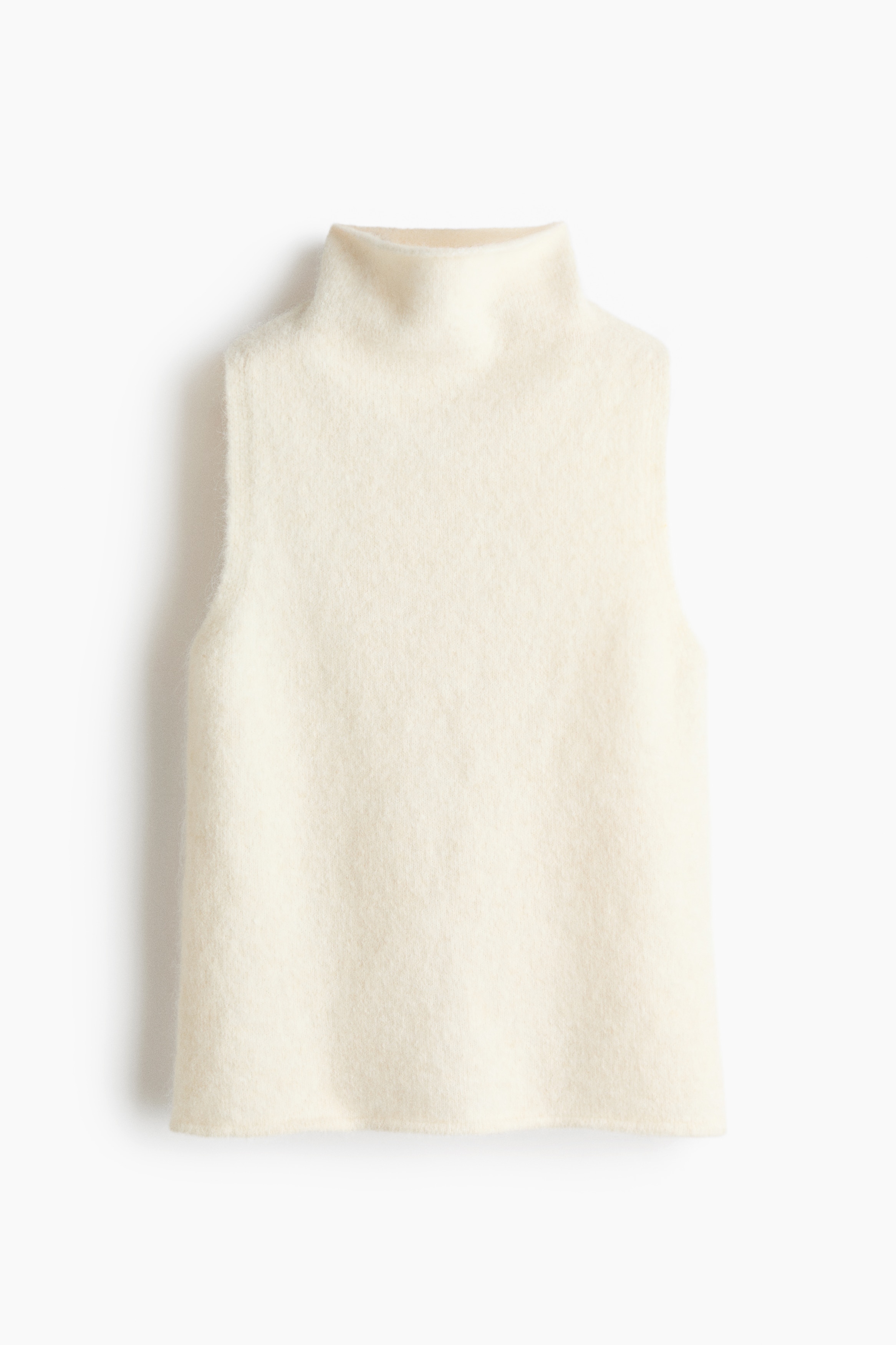 Knit Mock Turtleneck Top - Cream/Dark brown