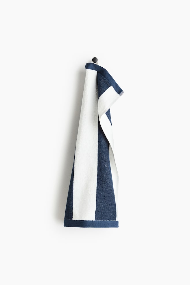 Striped Cotton Terry Guest Towel - Navy blue/striped/Dark brown/striped - 1