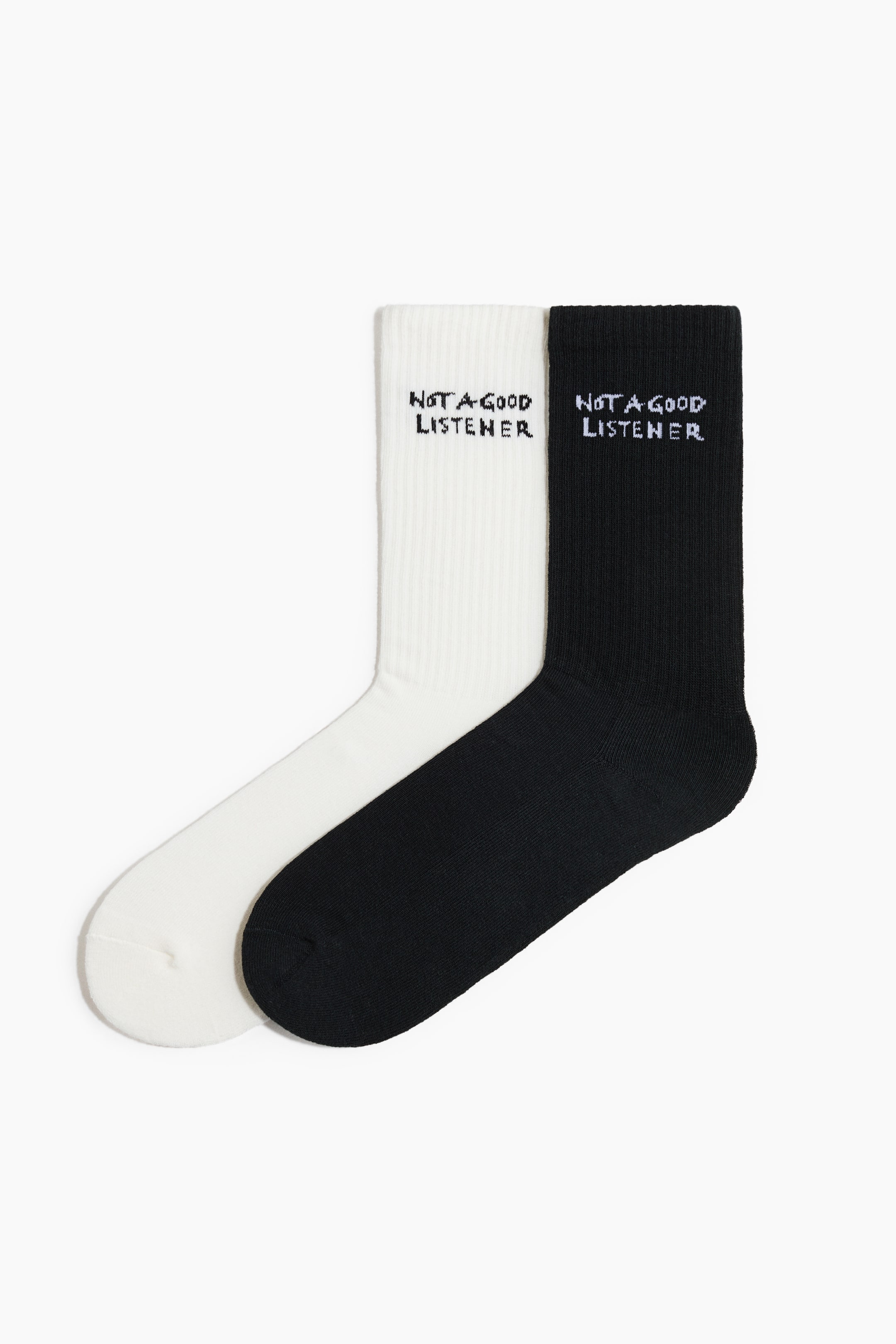 Visa större bild: 2-pack strumpor med motiv - Svart/Not in the mood - HERR | H&M SE 1