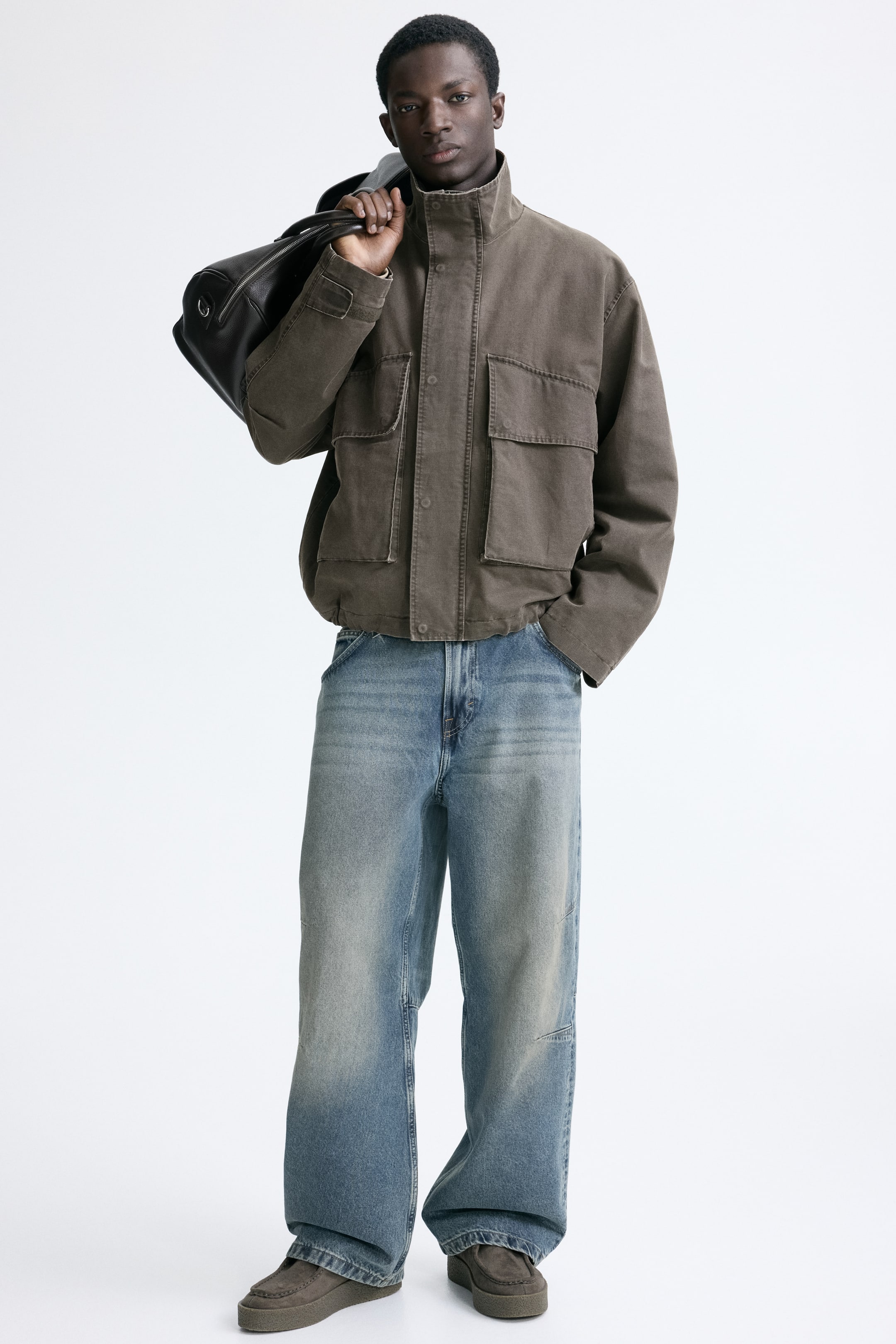 Ampliar la imagen: Chamarra con cuello cisne - Verde caqui oscuro - Men | H&M MX 1