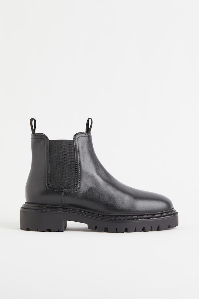Leather Chelsea boots - Black/Beige